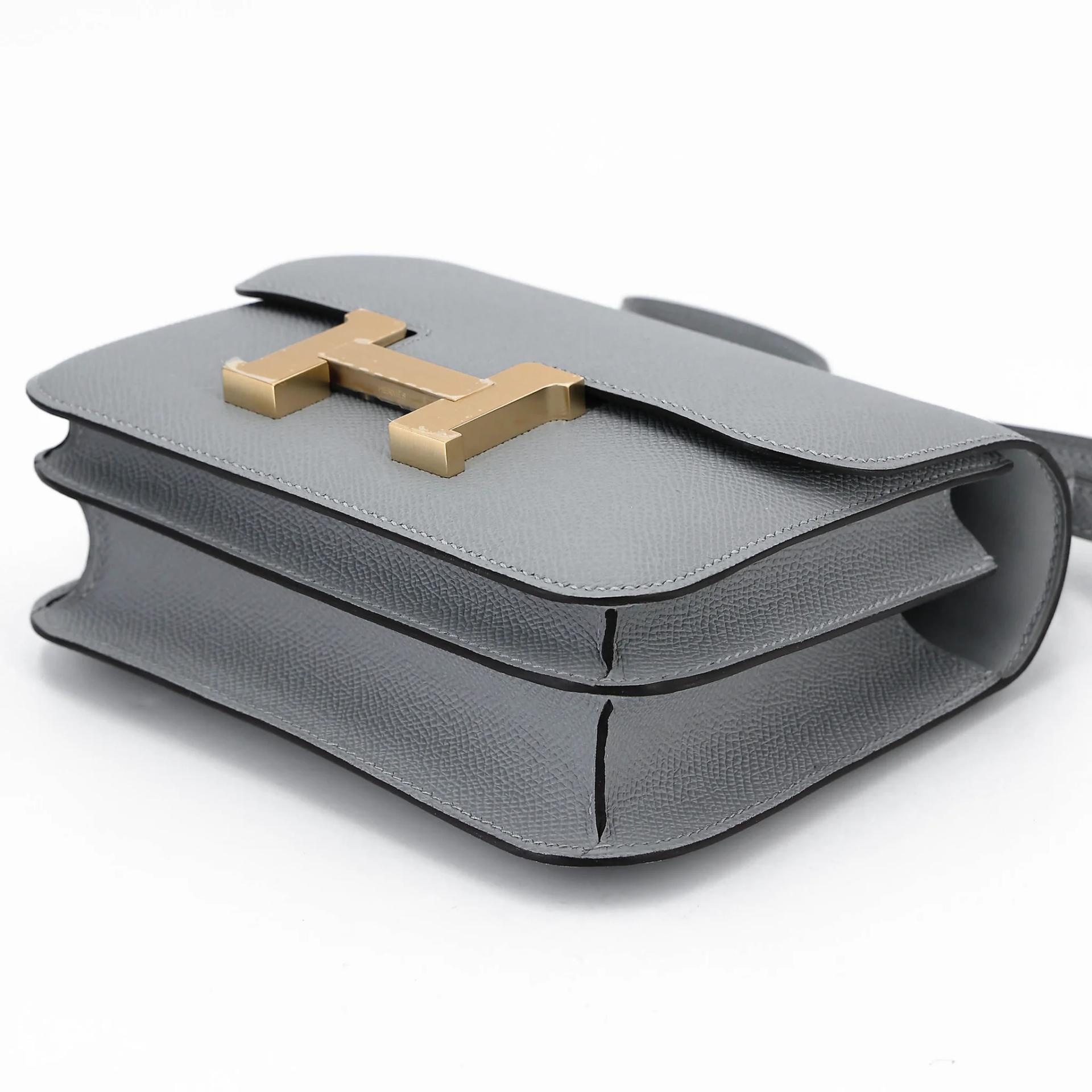 Brand New ( Rank N ) HERMÈS Constance Mini Gris Pantin (P0) Epsom Brushed Permabrass hardware K (2025) - 4