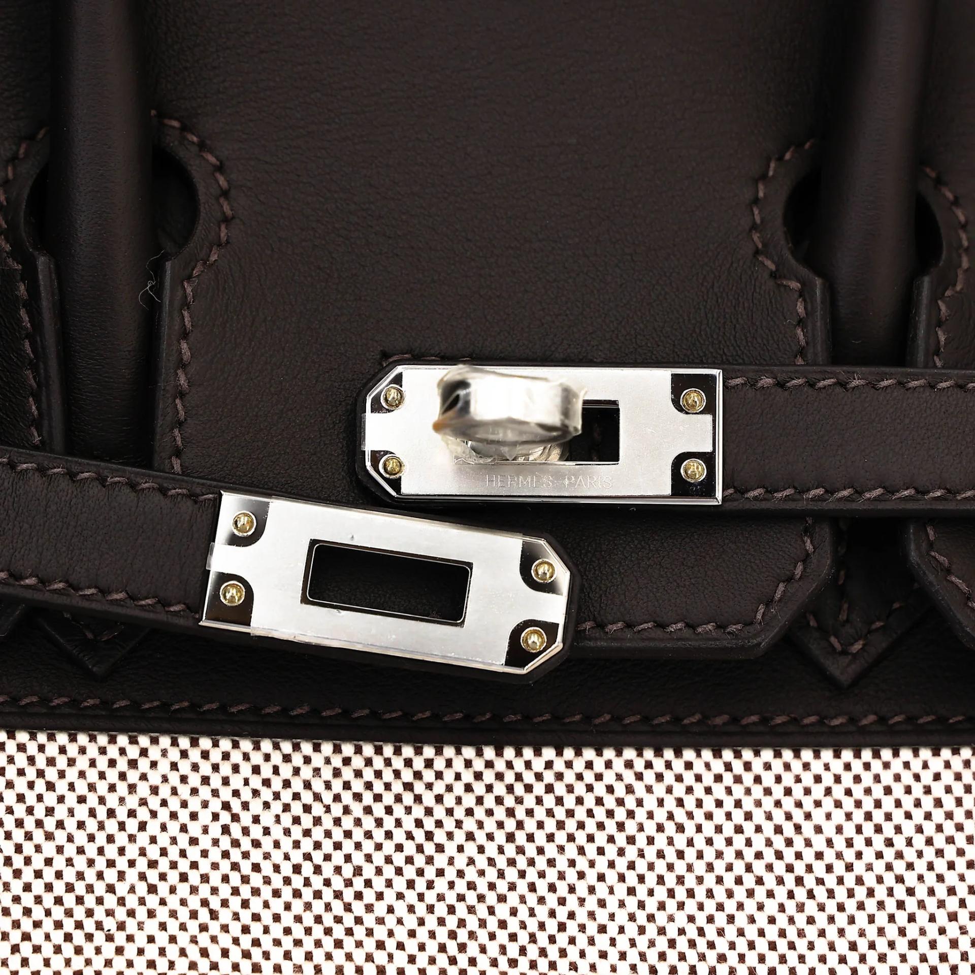 Brand New ( Rank N ) HERMÈS Birkin 25 Bai Brun（T3） Toile H canvas Swift Palladium hardware G (2026) - 8