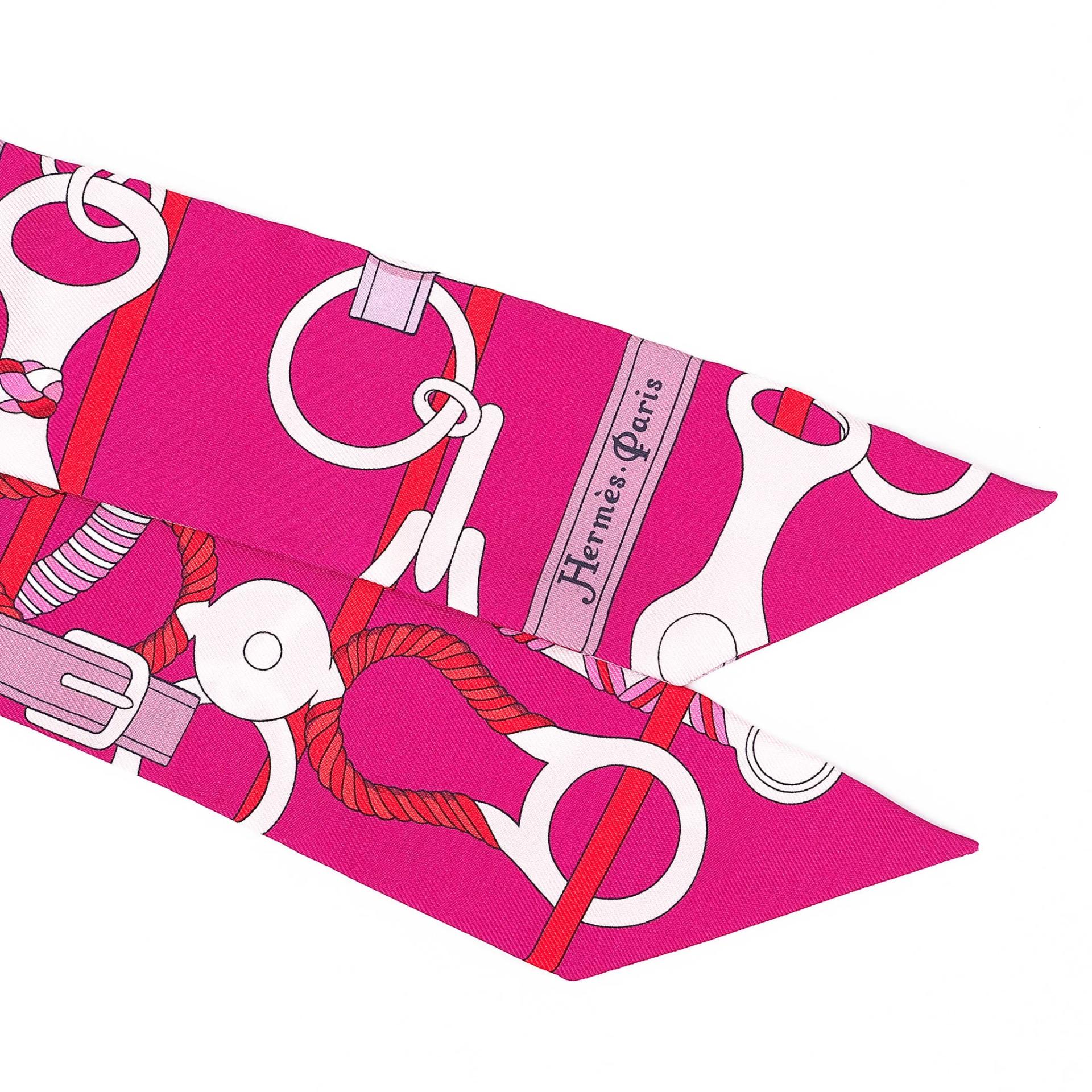 Brand New ( Rank N ) HERMÈS Twilly Panoplie Equestre Pink Silk - 4