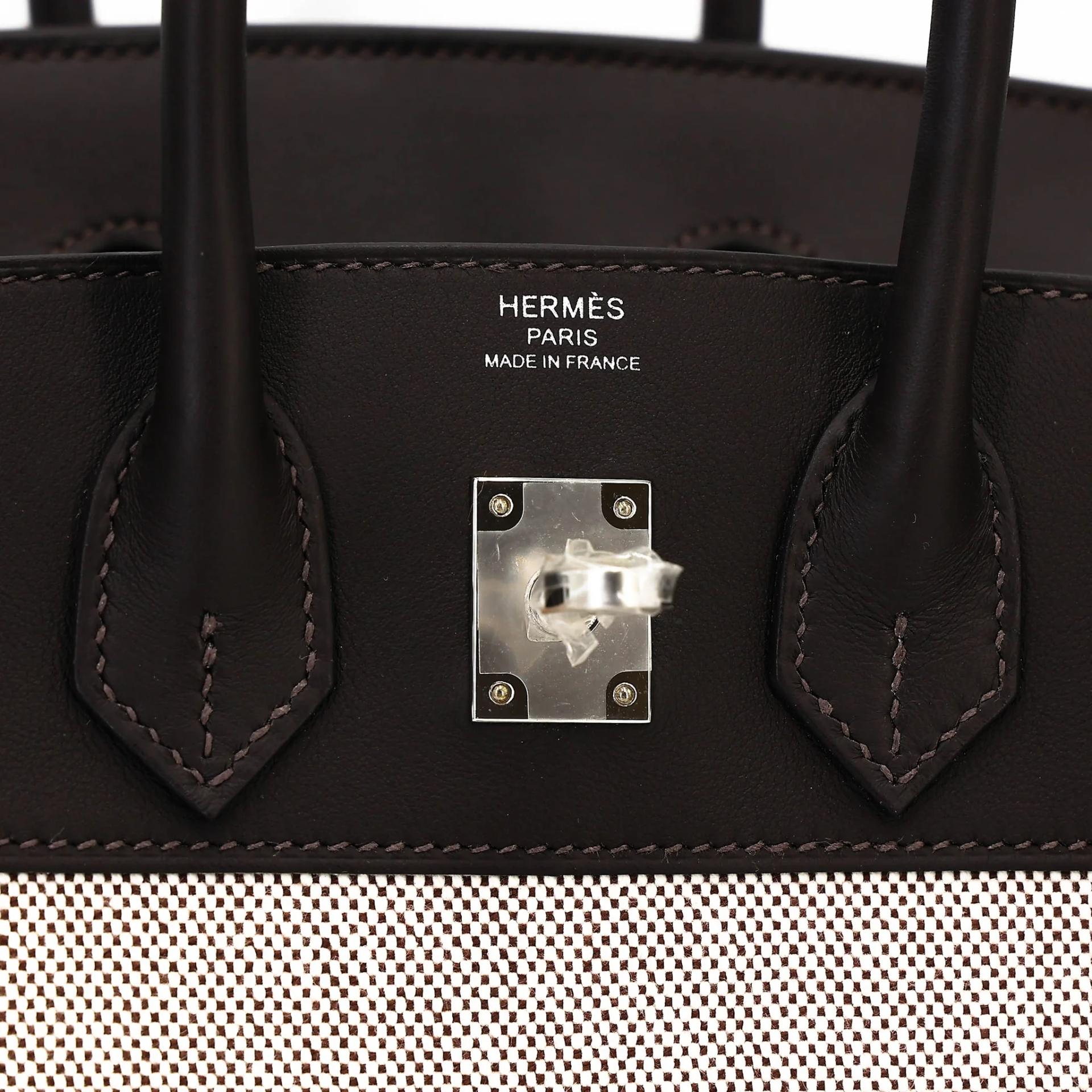 Brand New ( Rank N ) HERMÈS Birkin 25 Bai Brun（T3） Toile H canvas Swift Palladium hardware G (2026) - 9