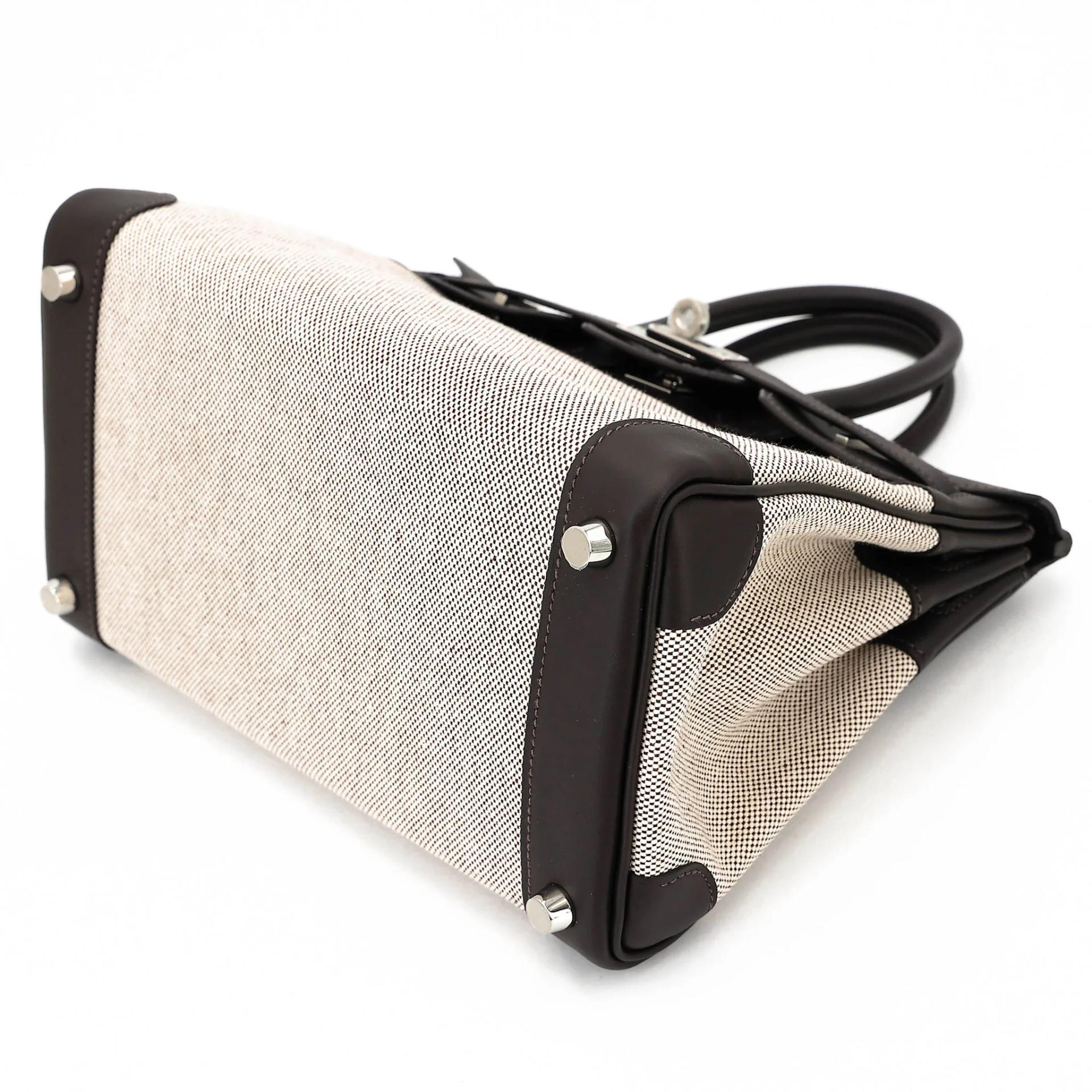 Brand New ( Rank N ) HERMÈS Birkin 25 Bai Brun（T3） Toile H canvas Swift Palladium hardware G (2026) - 4