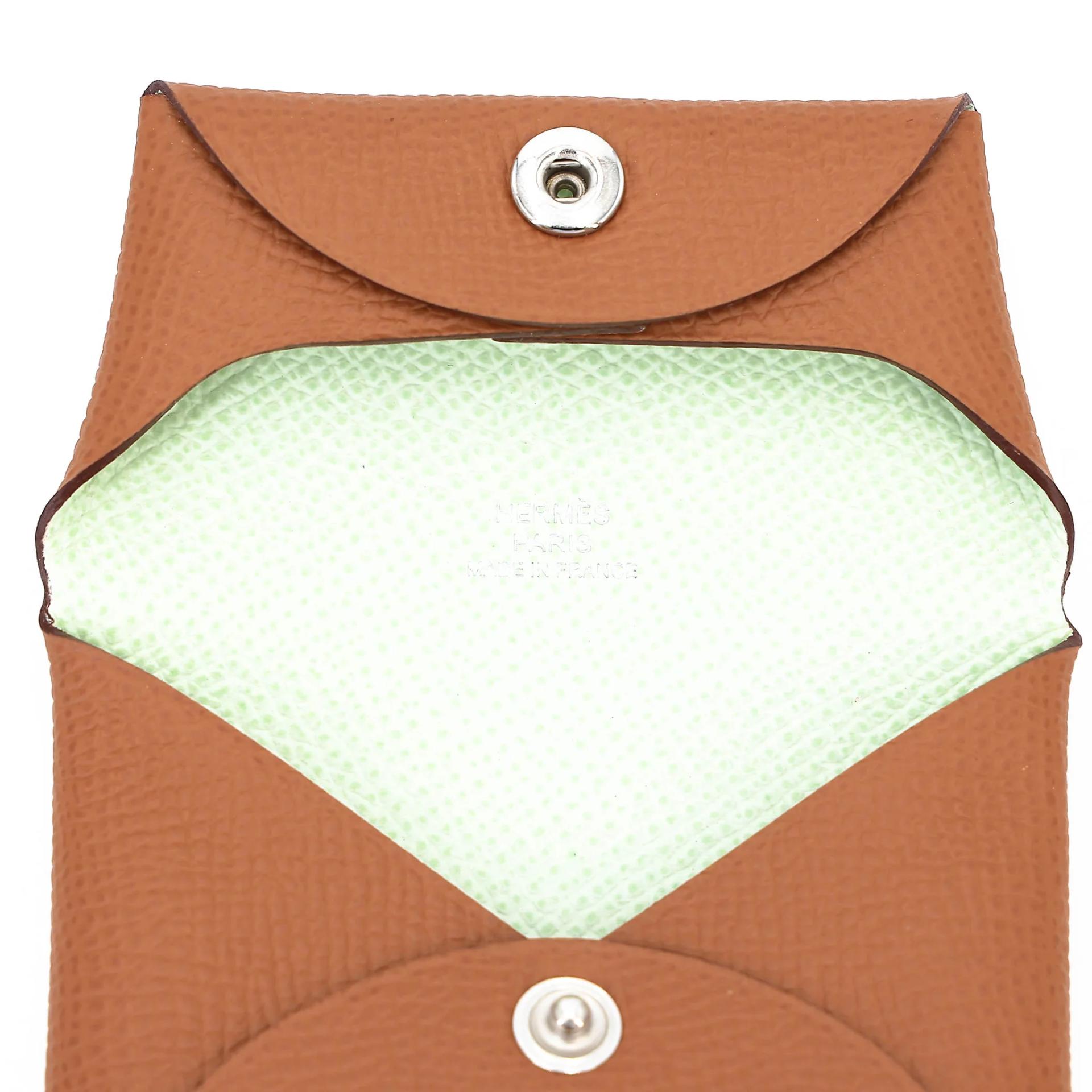 Brand New ( Rank N ) HERMÈS Bastia purse Verso Gold (37) Vert Fizz (0S) Epsom Palladium hardware U (2022) - 9