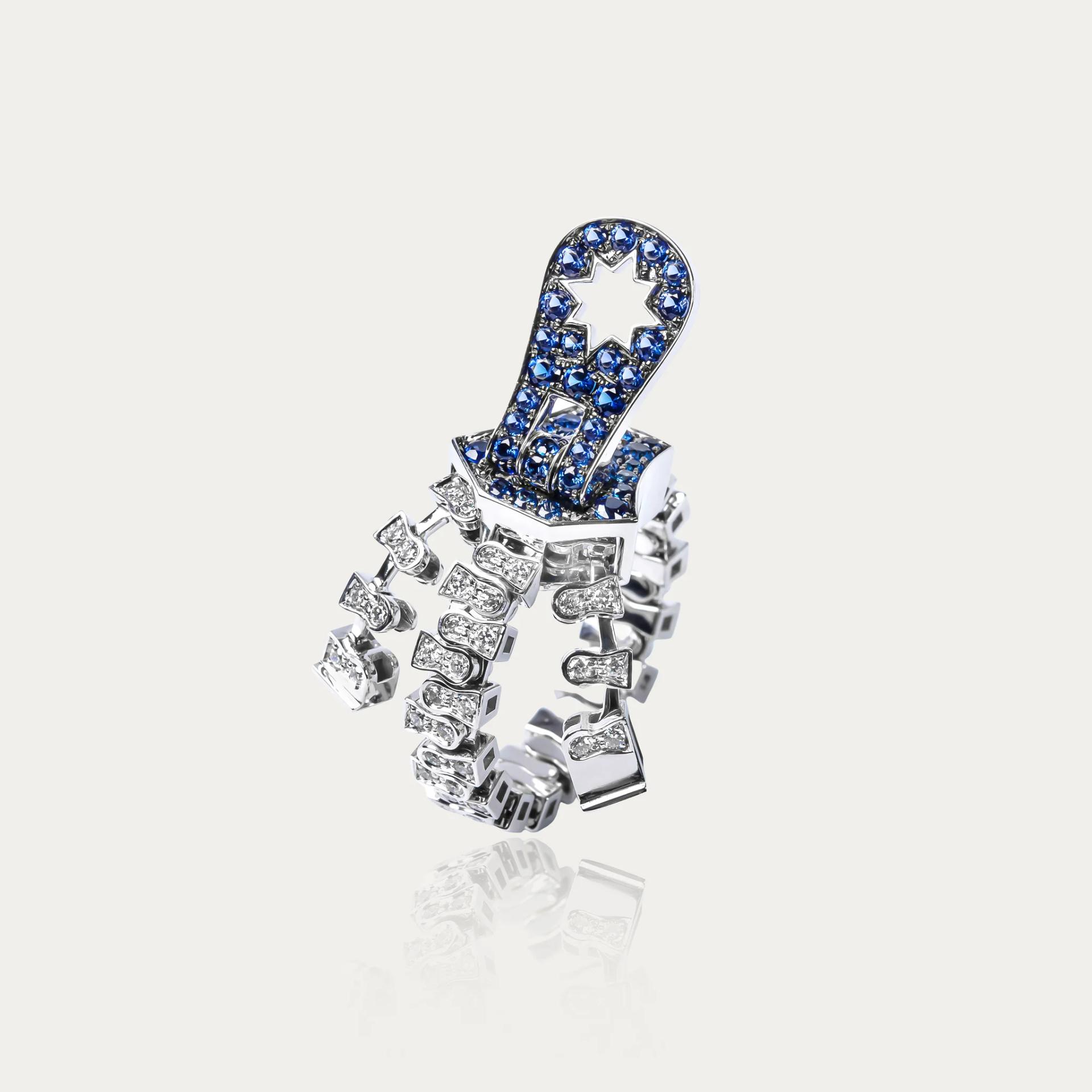 Brand New ( Rank N ) Mira MIRA Premium Collection Sapphire Mode Ring Blue White 18K White Gold Diamond - 3
