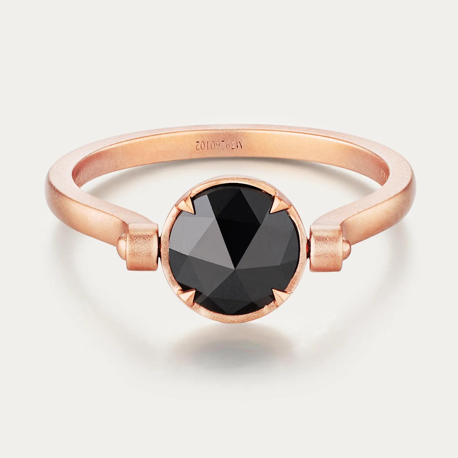 MIRA NOIR PURE HEART Ring Black Rose Gold