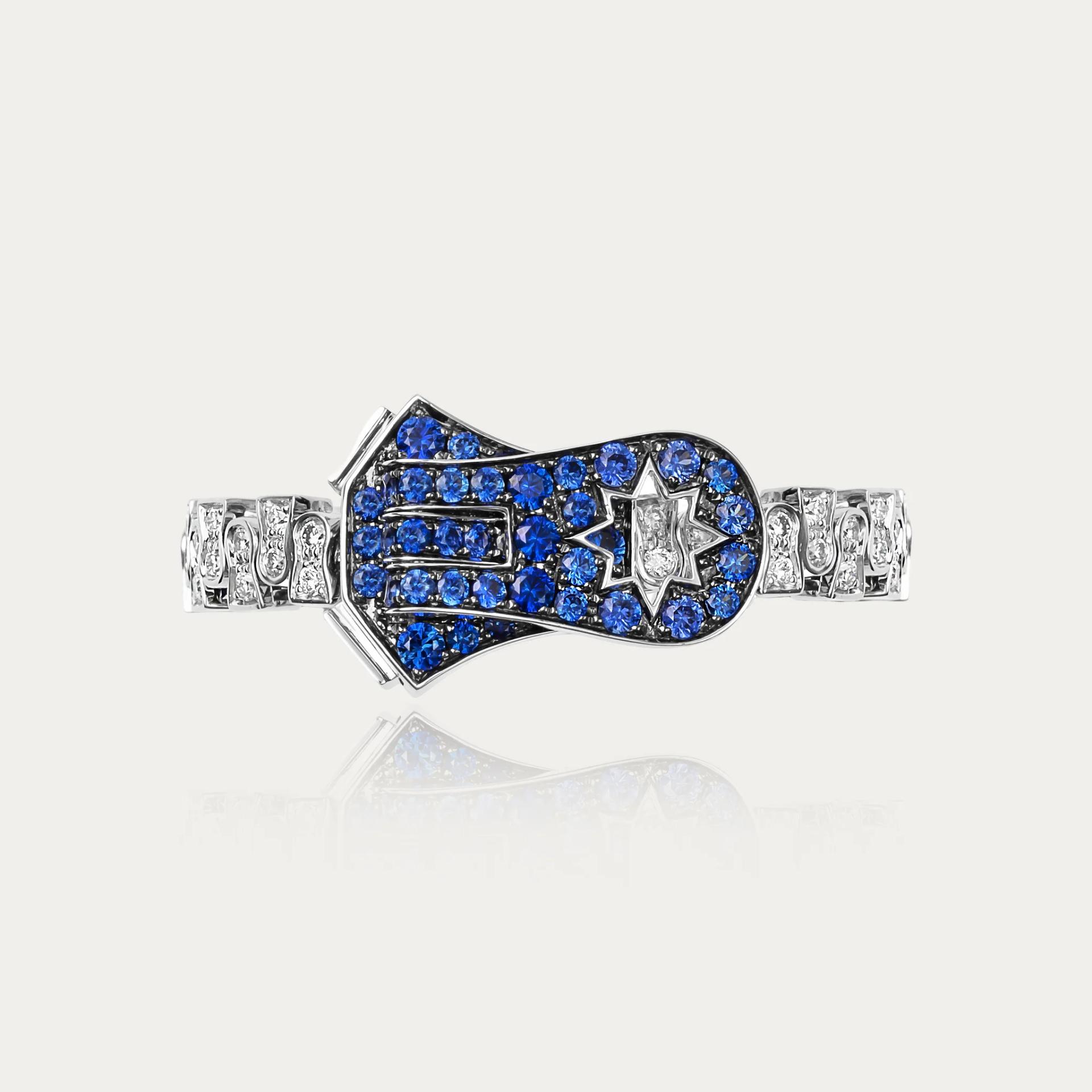 Brand New ( Rank N ) Mira MIRA Premium Collection Sapphire Mode Ring Blue White 18K White Gold Diamond - 4