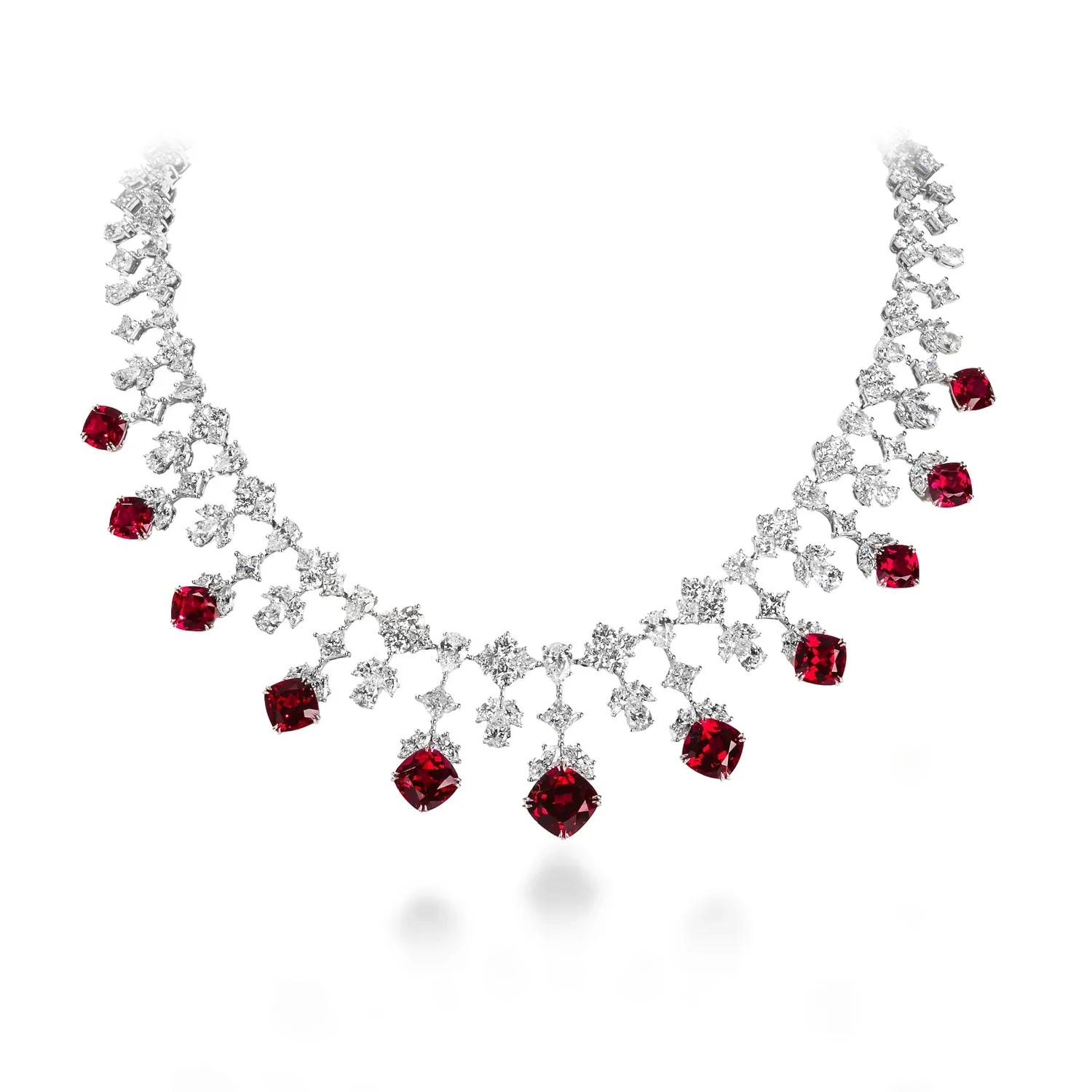 Mira Premium collection Ruby Nova Necklace Red
