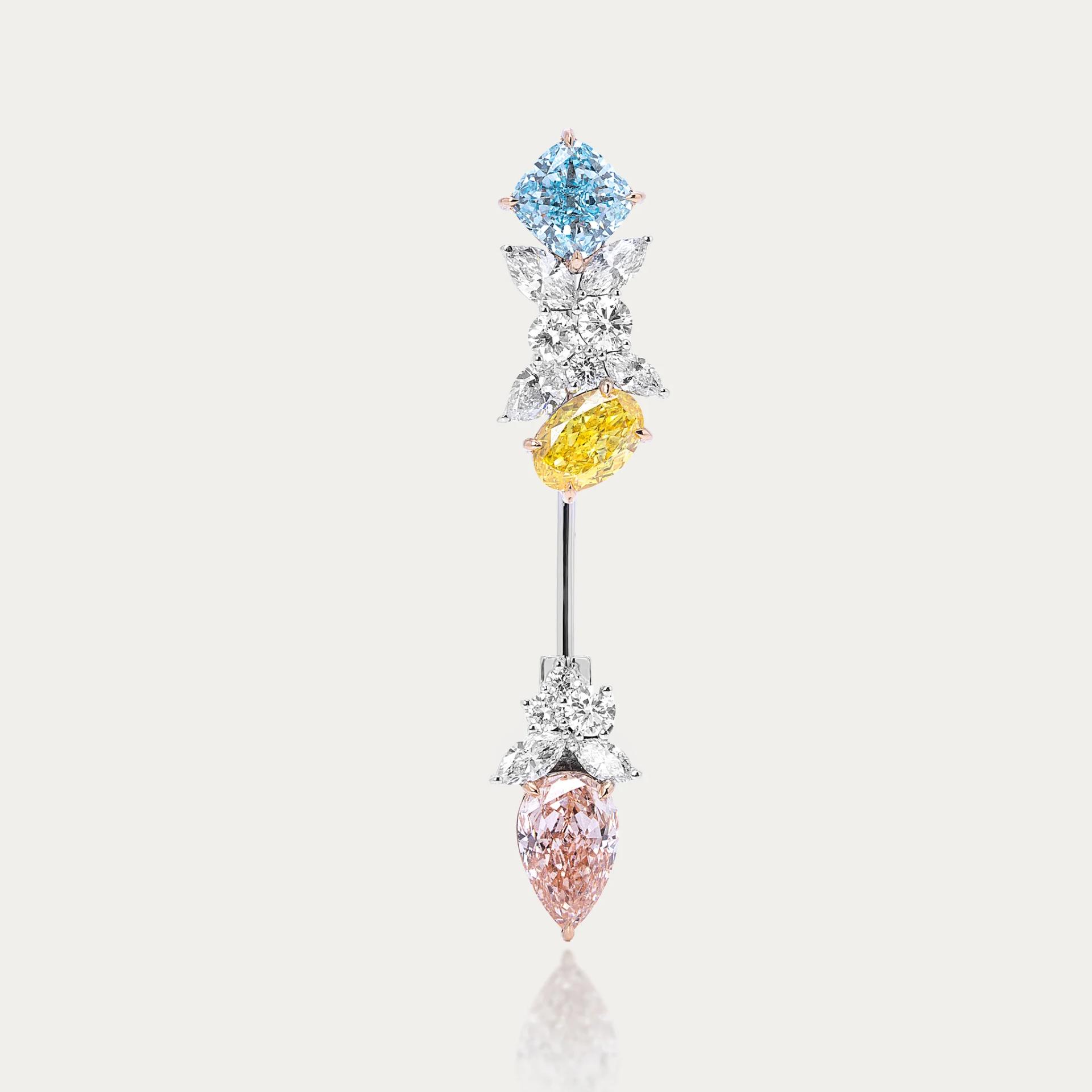 MIRA Premium Collection Colorful Brooch Yellow Blue Pink White