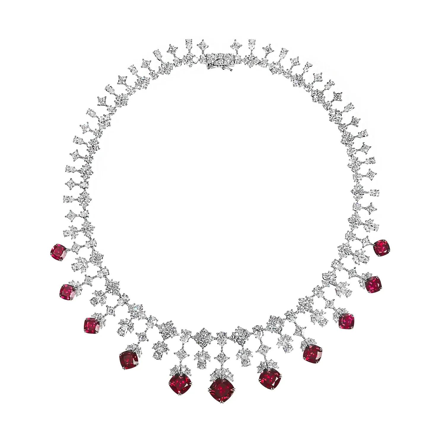 Mira Premium collection Ruby Nova Necklace Red