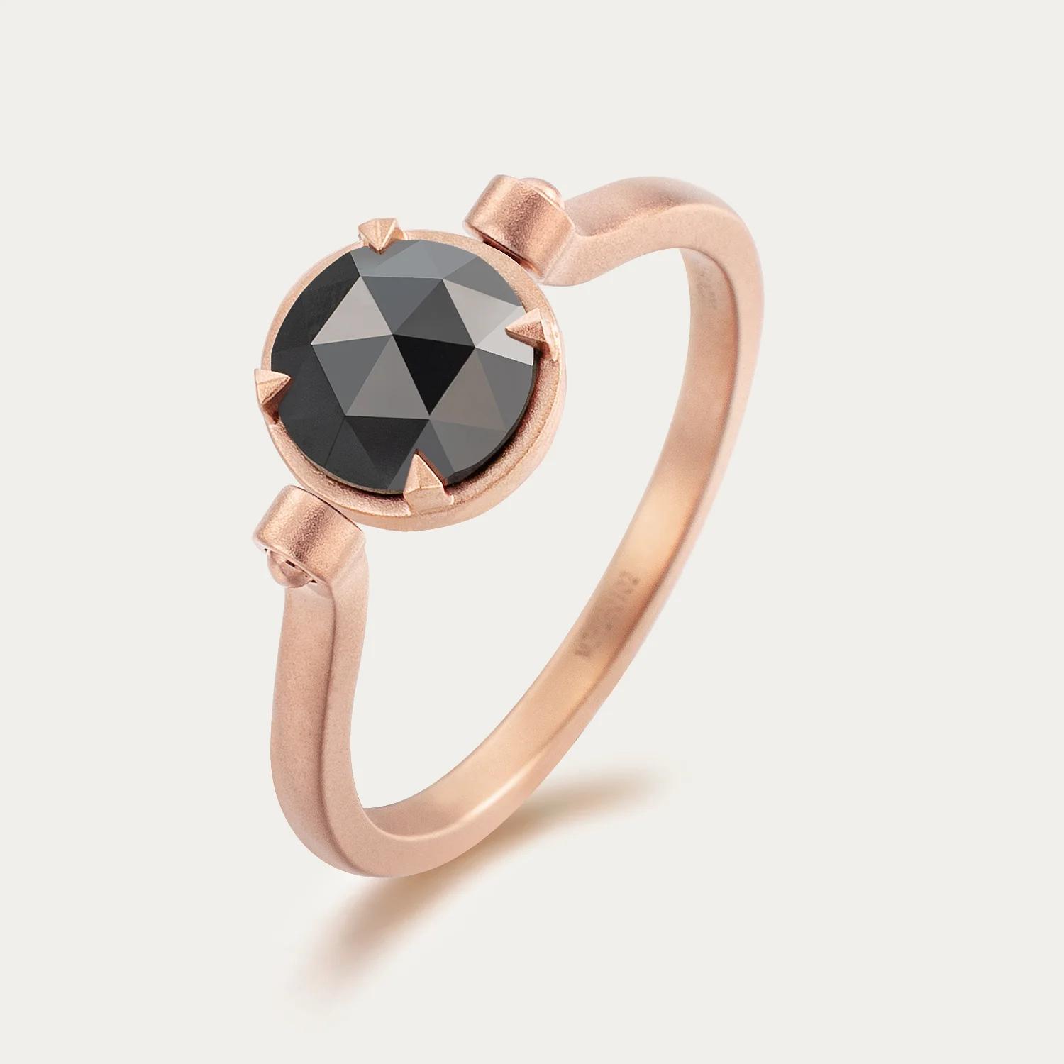 MIRA NOIR PURE HEART Ring Black Rose Gold