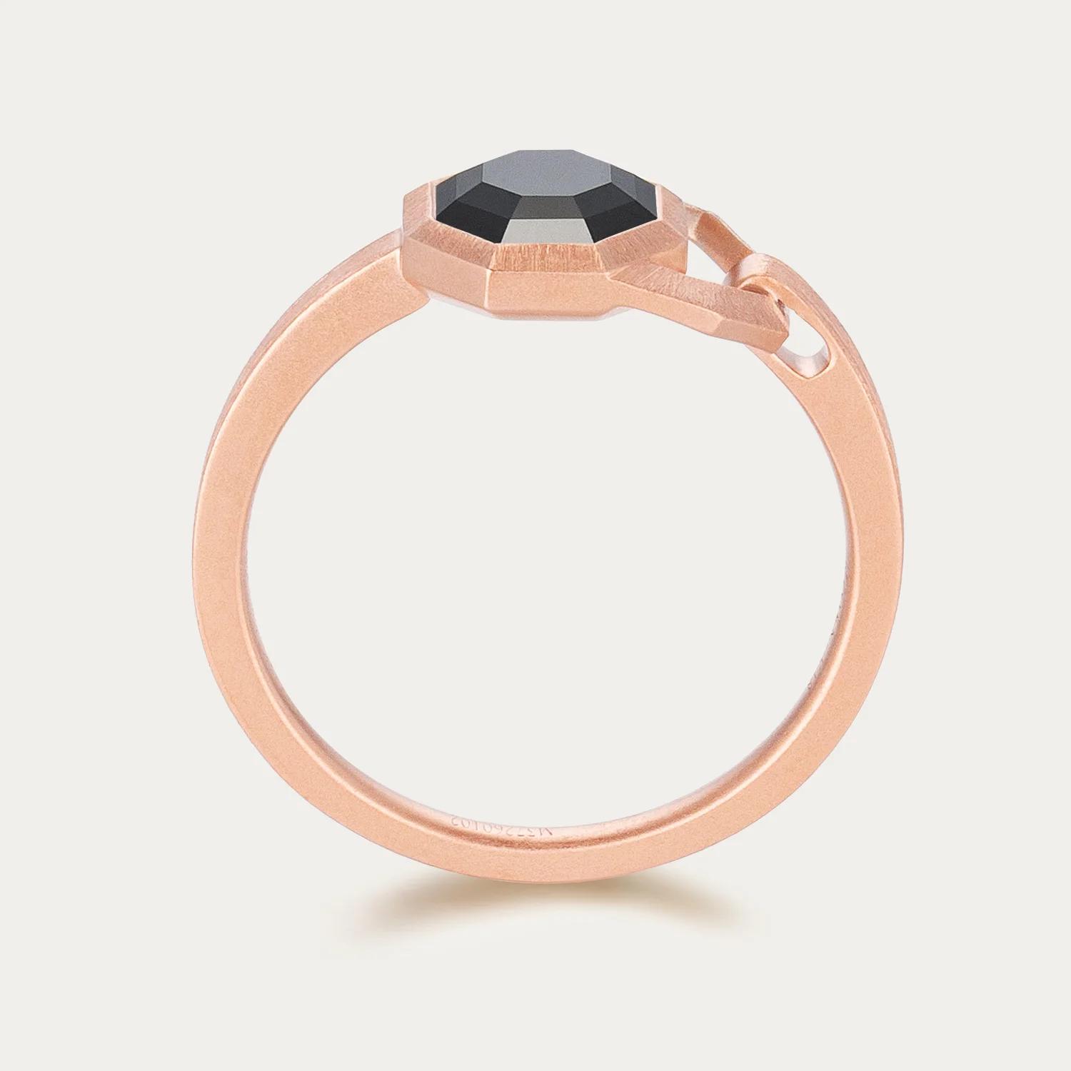 Brand New ( Rank N ) Mira MIRA NOIR GEOMETRY LOCK Ring Black Rose Gold 18K Rose Gold Diamond - 3