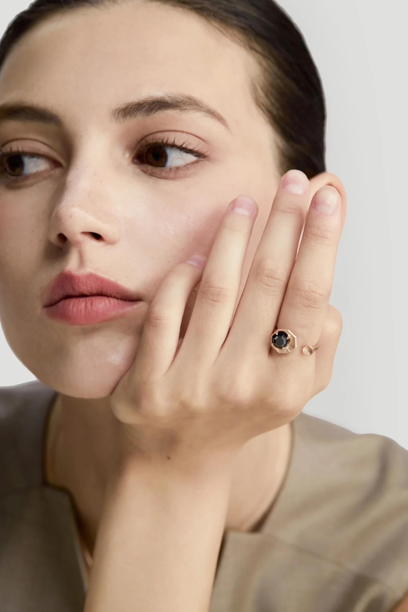 Brand New ( Rank N ) Mira MIRA NOIR LUNAR ECLIPSE Ring Black 18K Rose Gold - 4