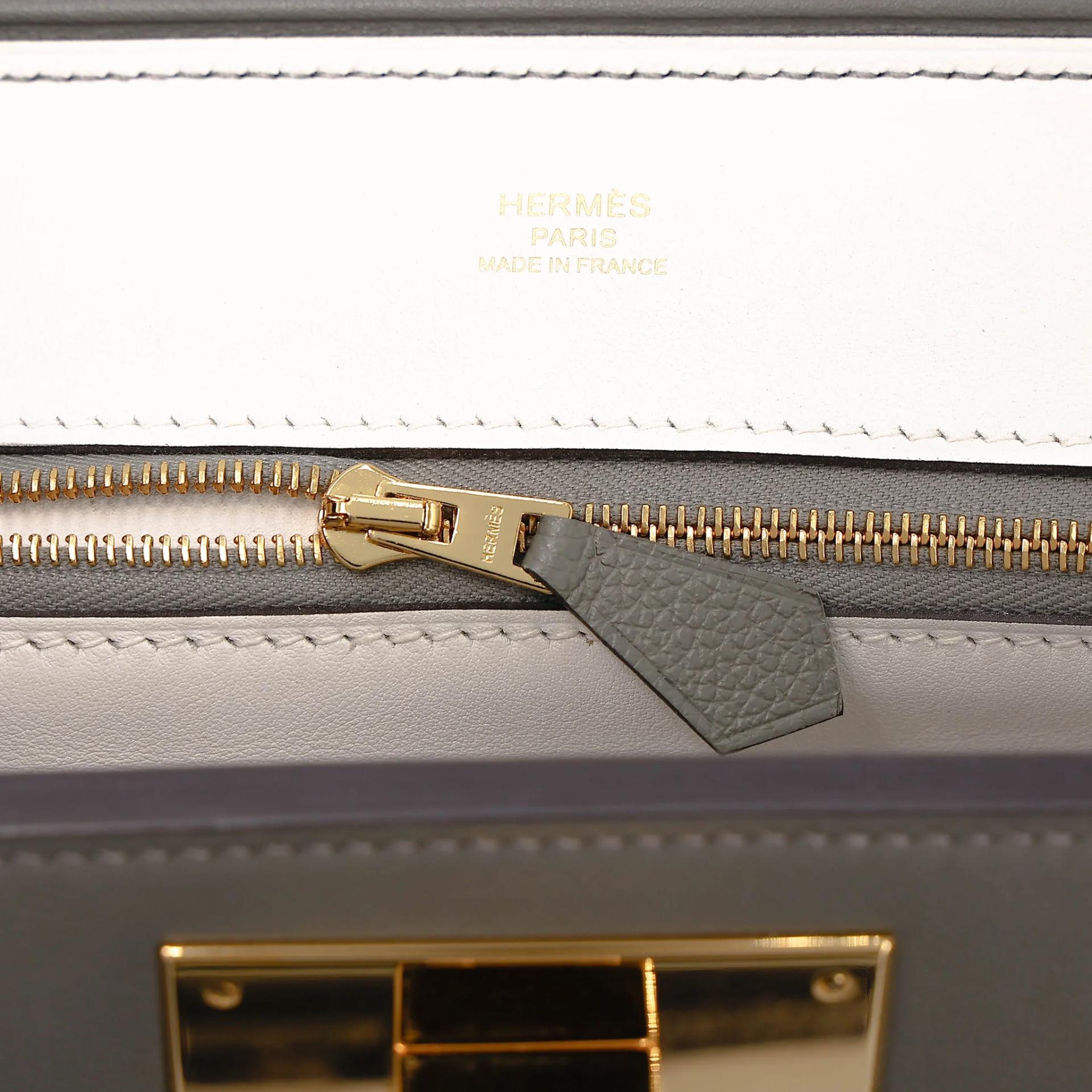 Excellent ( Rank SA ) HERMÈS 24/24 - 21 mini Verso Gris Meyer (0L) Gris Pale (M4) Evercolor Gold hardware B (2023) - 19