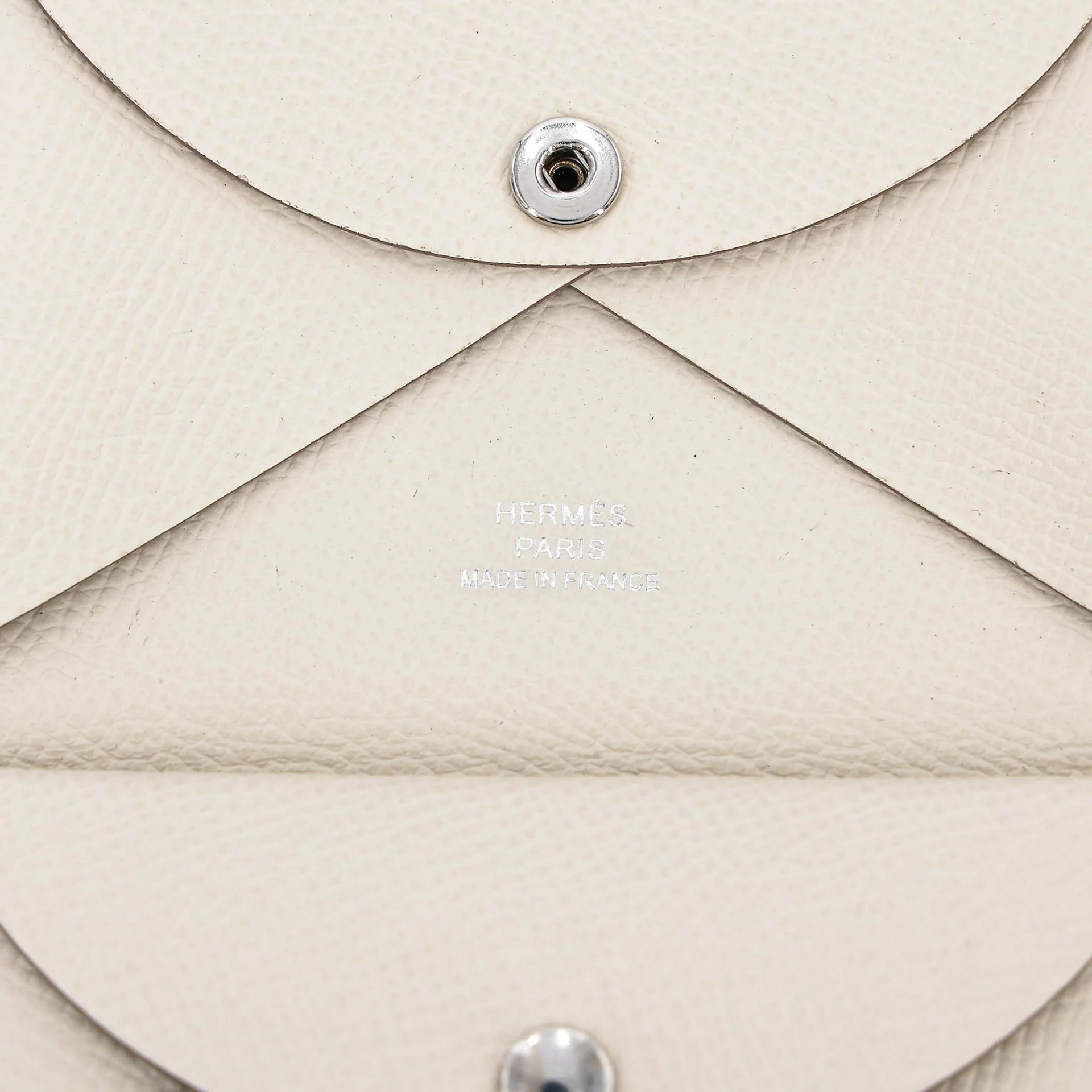 Brand New ( Rank N ) HERMÈS Calvi Duo card holder Craie (10) Epsom B (2023) - 9