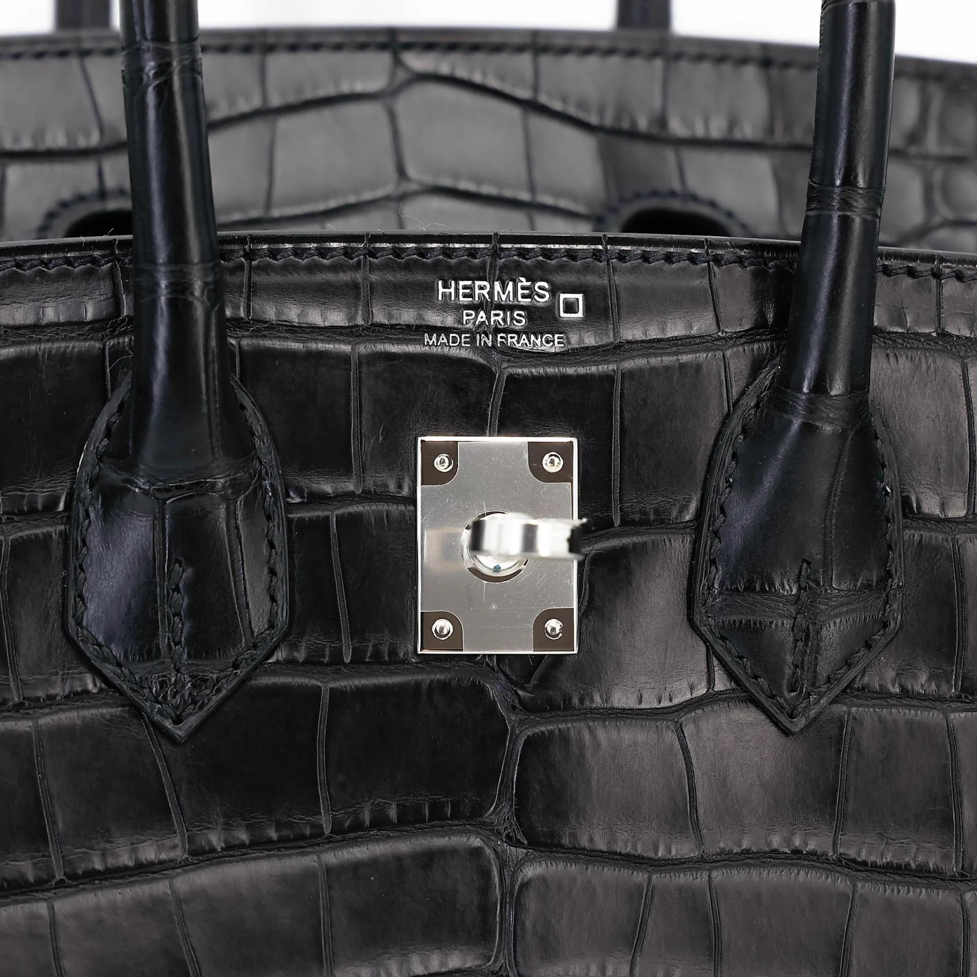 Brand New ( Rank N ) HERMÈS Birkin 25 Noir (89) Matte Alligator Palladium hardware G (2026) - 10