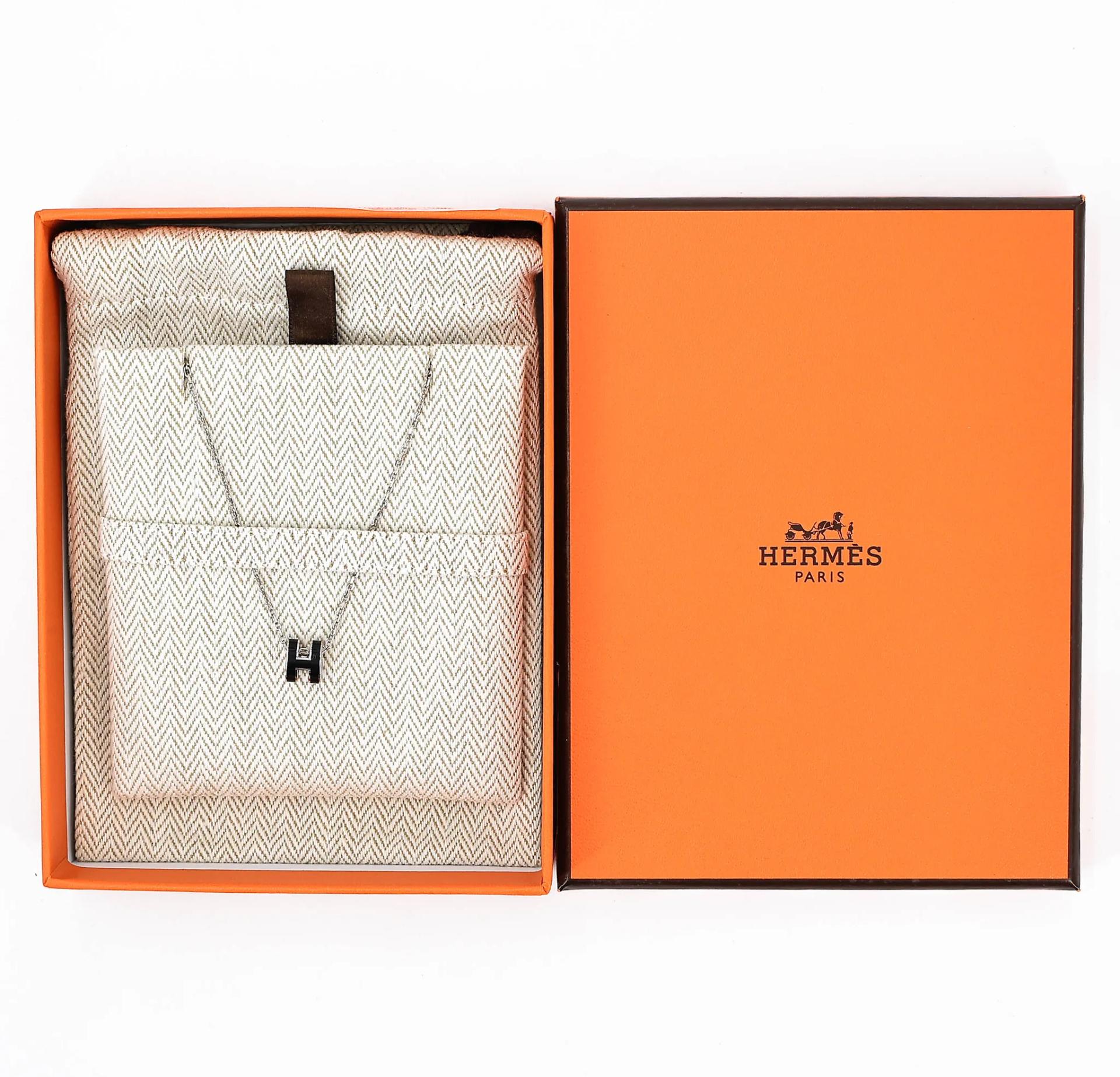 Brand New ( Rank N ) HERMÈS Mini Pop H pendant Noir (89) Palladium hardware - 3