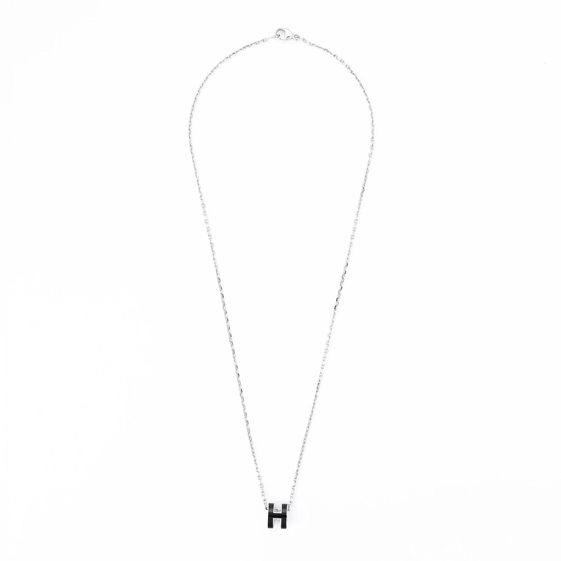 Brand New ( Rank N ) HERMÈS Mini Pop H pendant Noir (89) Palladium hardware - 5