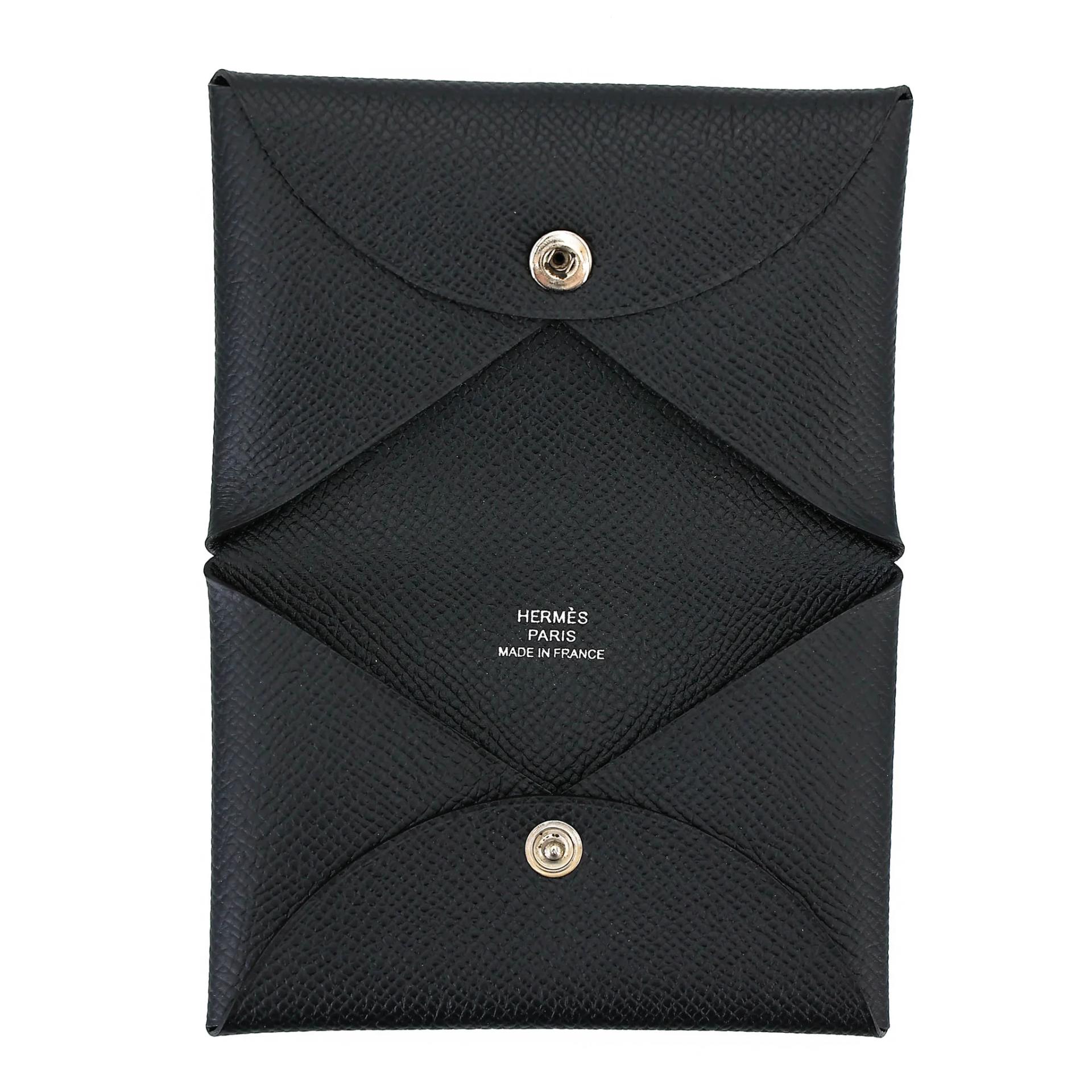 Brand New ( Rank N ) HERMÈS Calvi card holder Noir (89) Epsom B (2023) - 8
