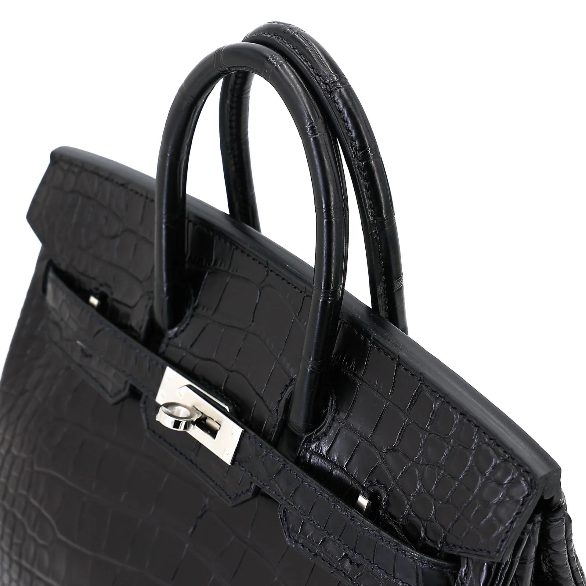 Brand New ( Rank N ) HERMÈS Birkin 25 Noir (89) Matte Alligator Palladium hardware G (2026) - 3