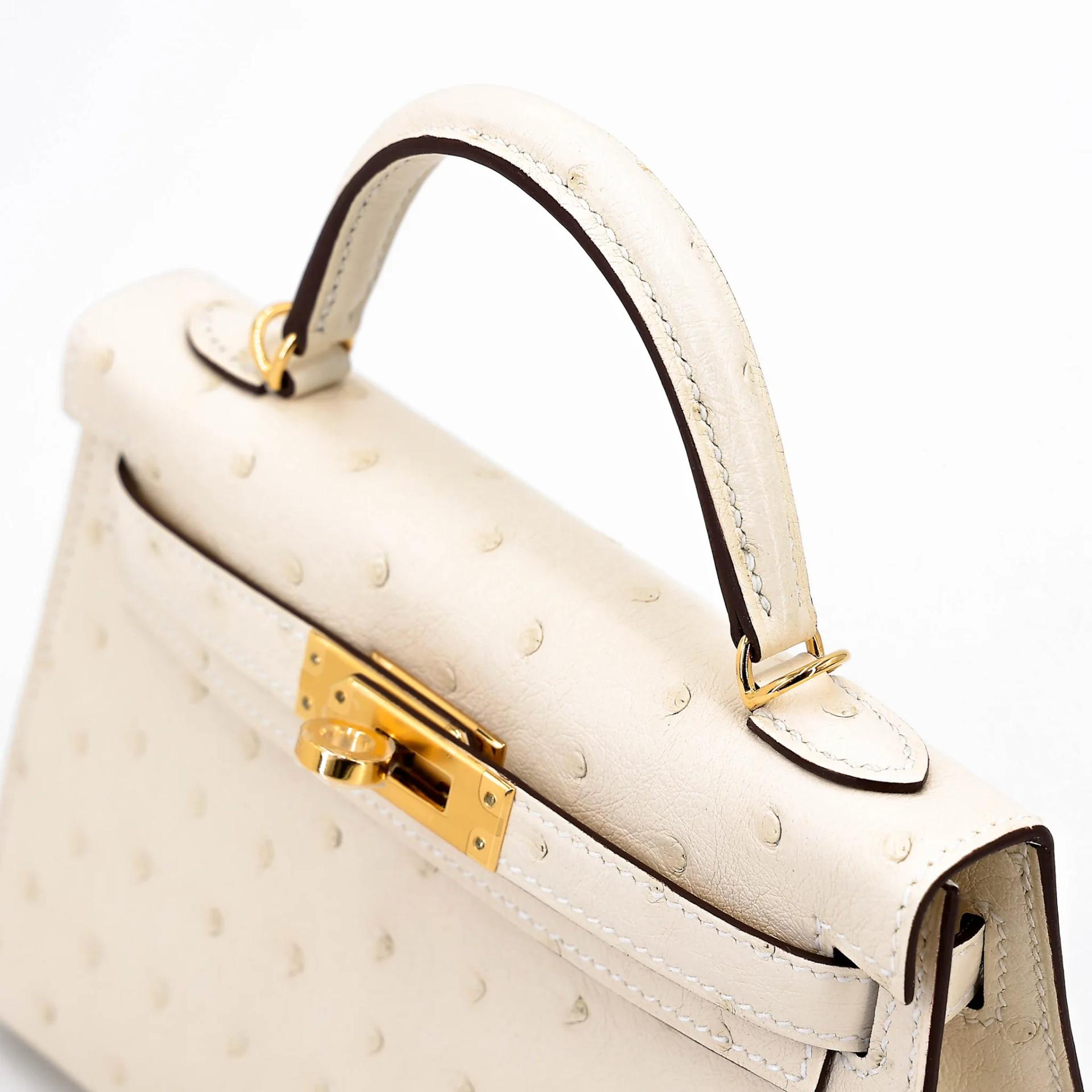 ランク N 新品 HERMÈS エルメス ミニケリー2 ナタ (I2) オーストリッチ ゴールド金具 K刻印 (2025) - 3
