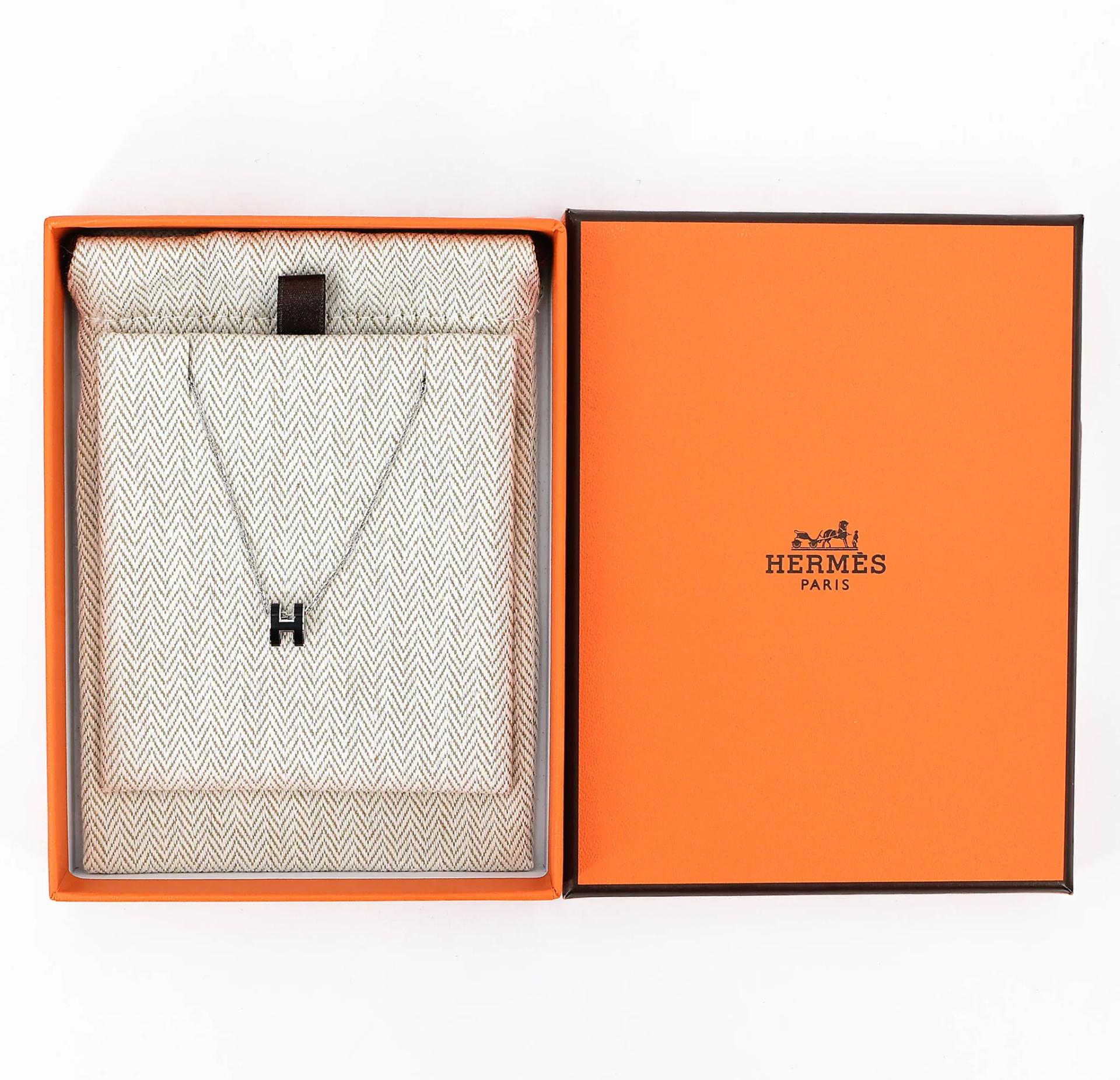 Brand New ( Rank N ) HERMÈS Mini Pop H pendant Noir (89) Palladium hardware - 3