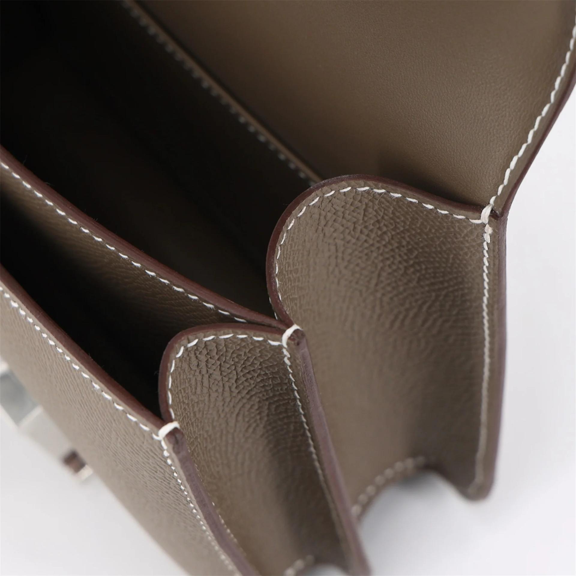 Brand New ( Rank N ) HERMÈS Constance Mini Etoupe (18) Epsom Palladium hardware G (2026) - 16