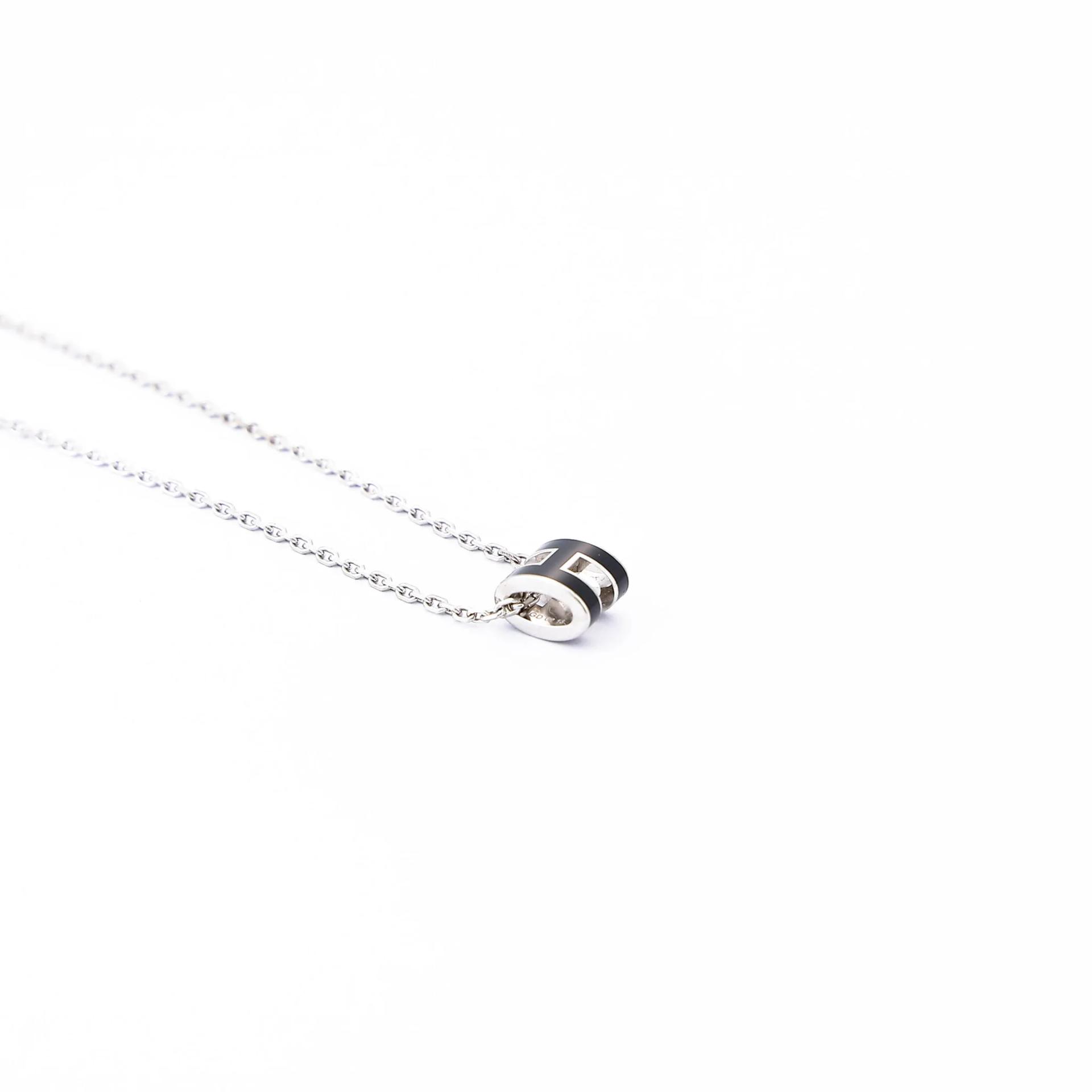 Brand New ( Rank N ) HERMÈS Mini Pop H pendant Noir (89) Palladium hardware - 8