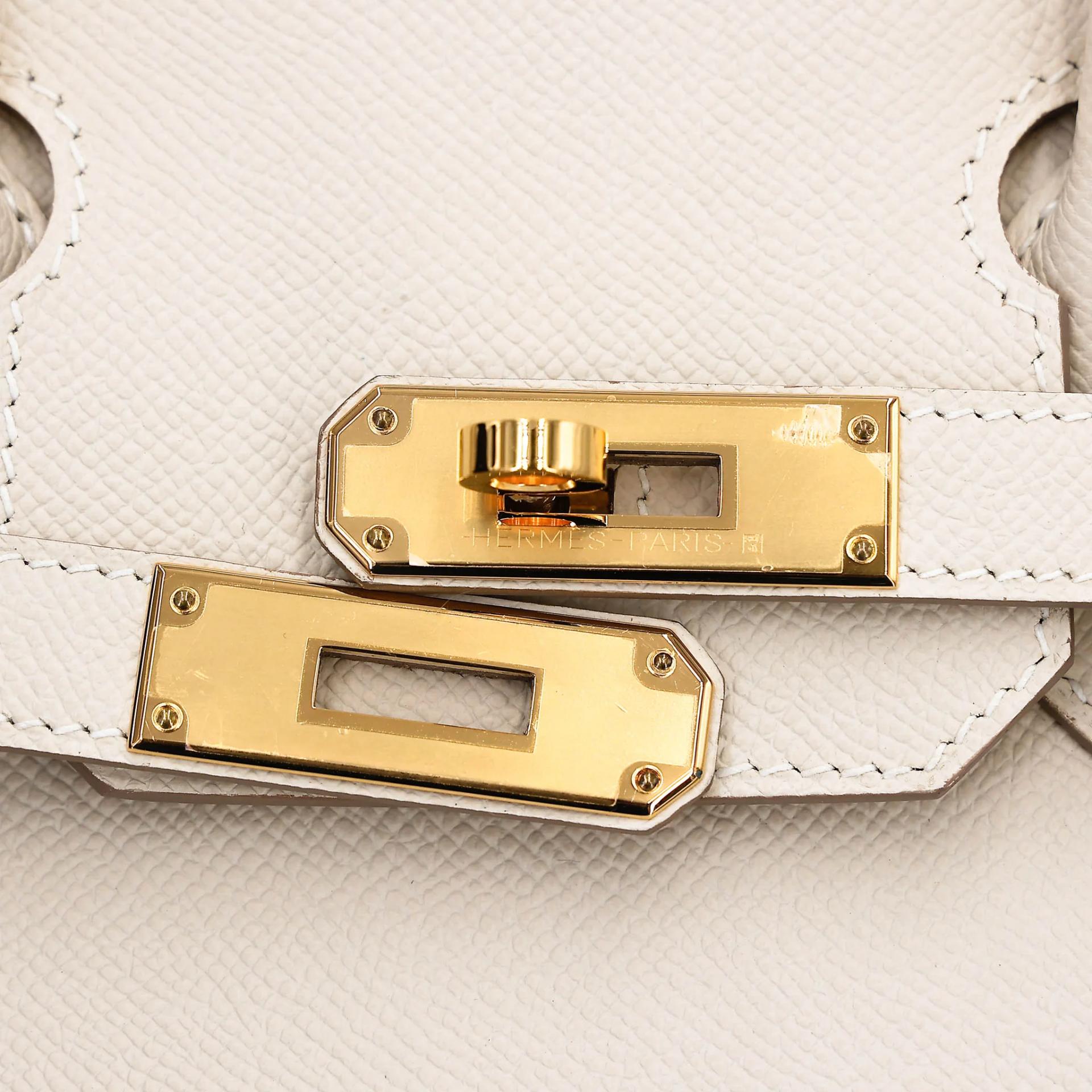 Excellent ( Rank SA ) HERMÈS Birkin 30 Sellier Craie (10) Epsom Gold hardware B (2023) - 8