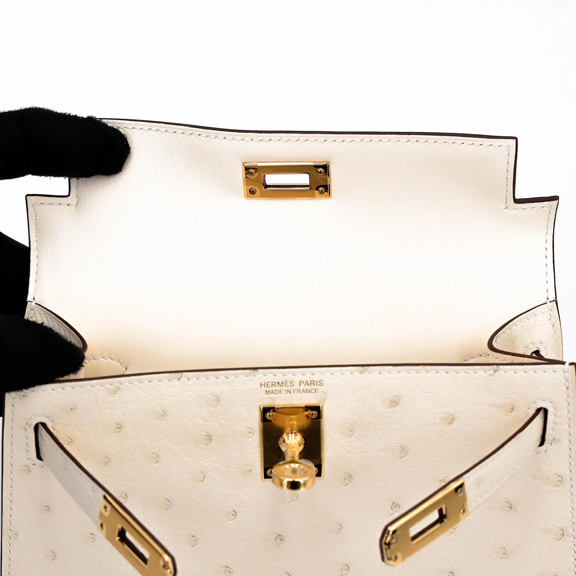 ランク N 新品 HERMÈS エルメス ミニケリー2 ナタ (I2) オーストリッチ ゴールド金具 K刻印 (2025) - 12