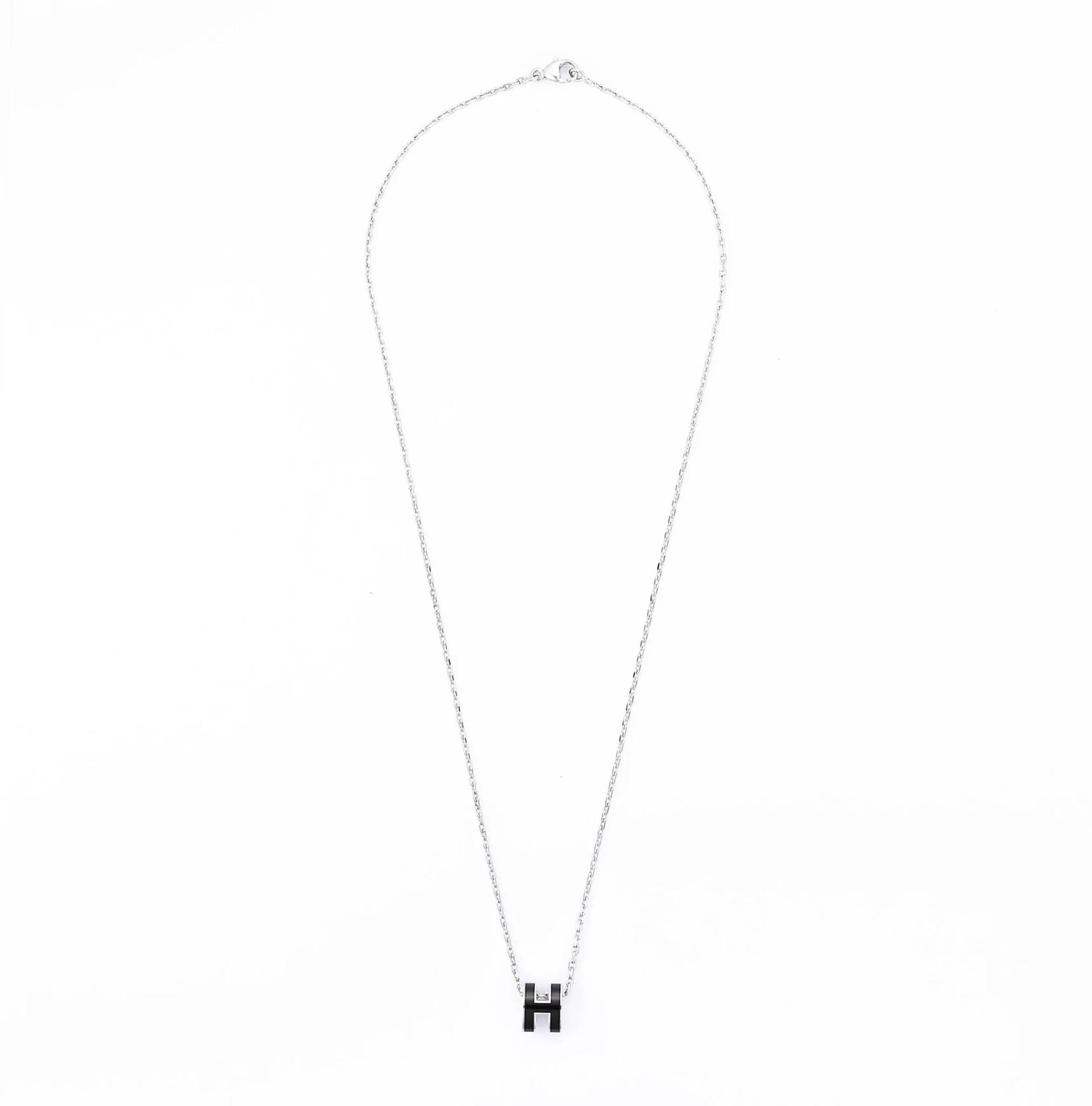 Brand New ( Rank N ) HERMÈS Mini Pop H pendant Noir (89) Palladium hardware - 5
