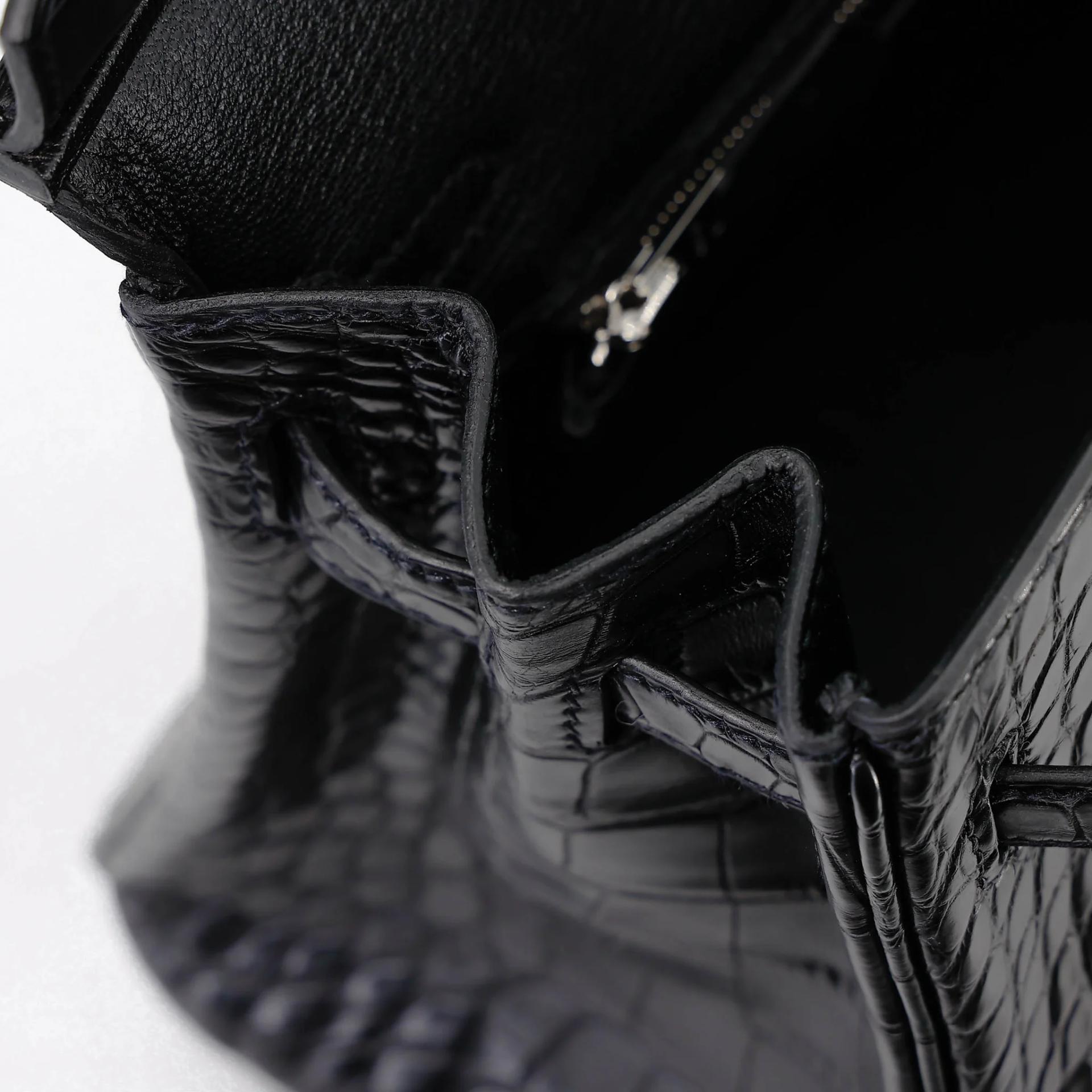 Brand New ( Rank N ) HERMÈS Birkin 25 Noir (89) Matte Alligator Palladium hardware G (2026) - 14