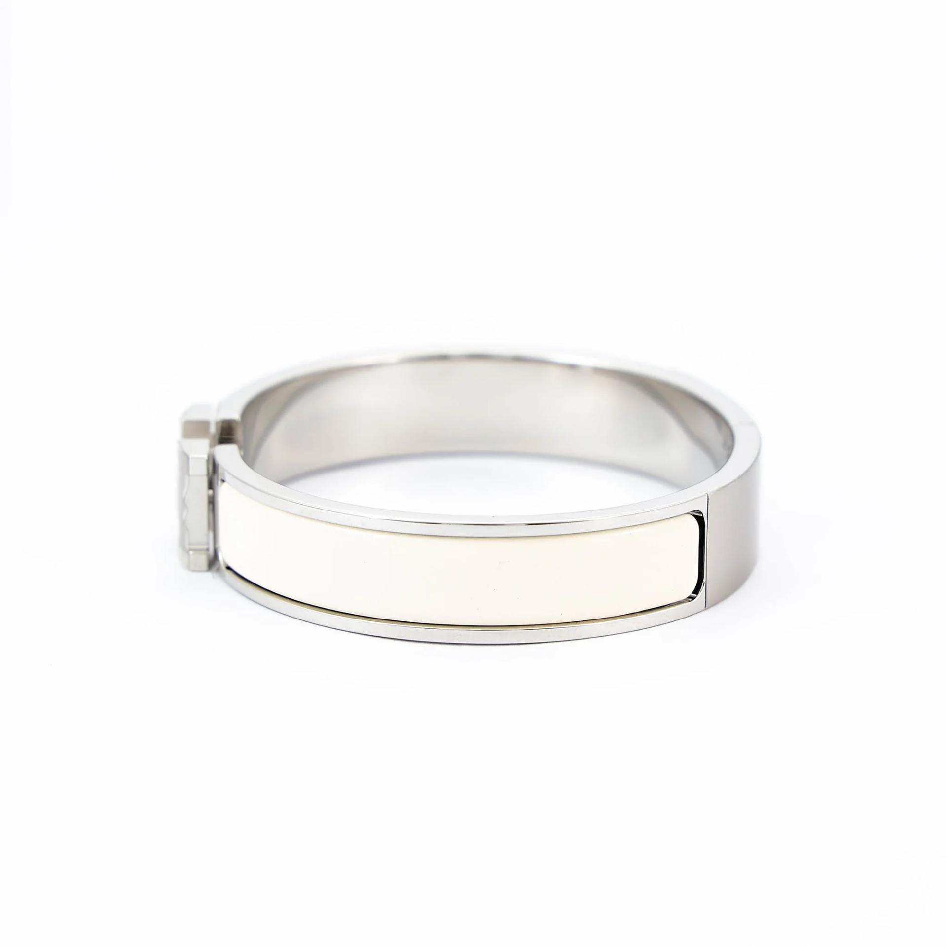 Brand New ( Rank N ) HERMÈS Clic H PM bracelet Craie (10) Enamel Palladium hardware - 4