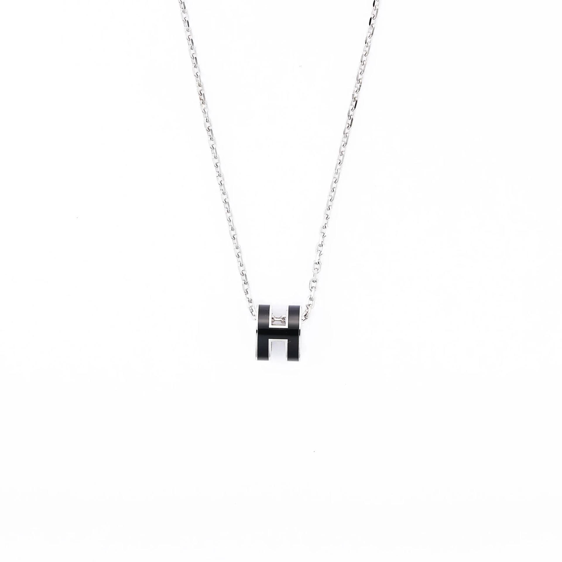 Brand New ( Rank N ) HERMÈS Mini Pop H pendant Noir (89) Palladium hardware - 6