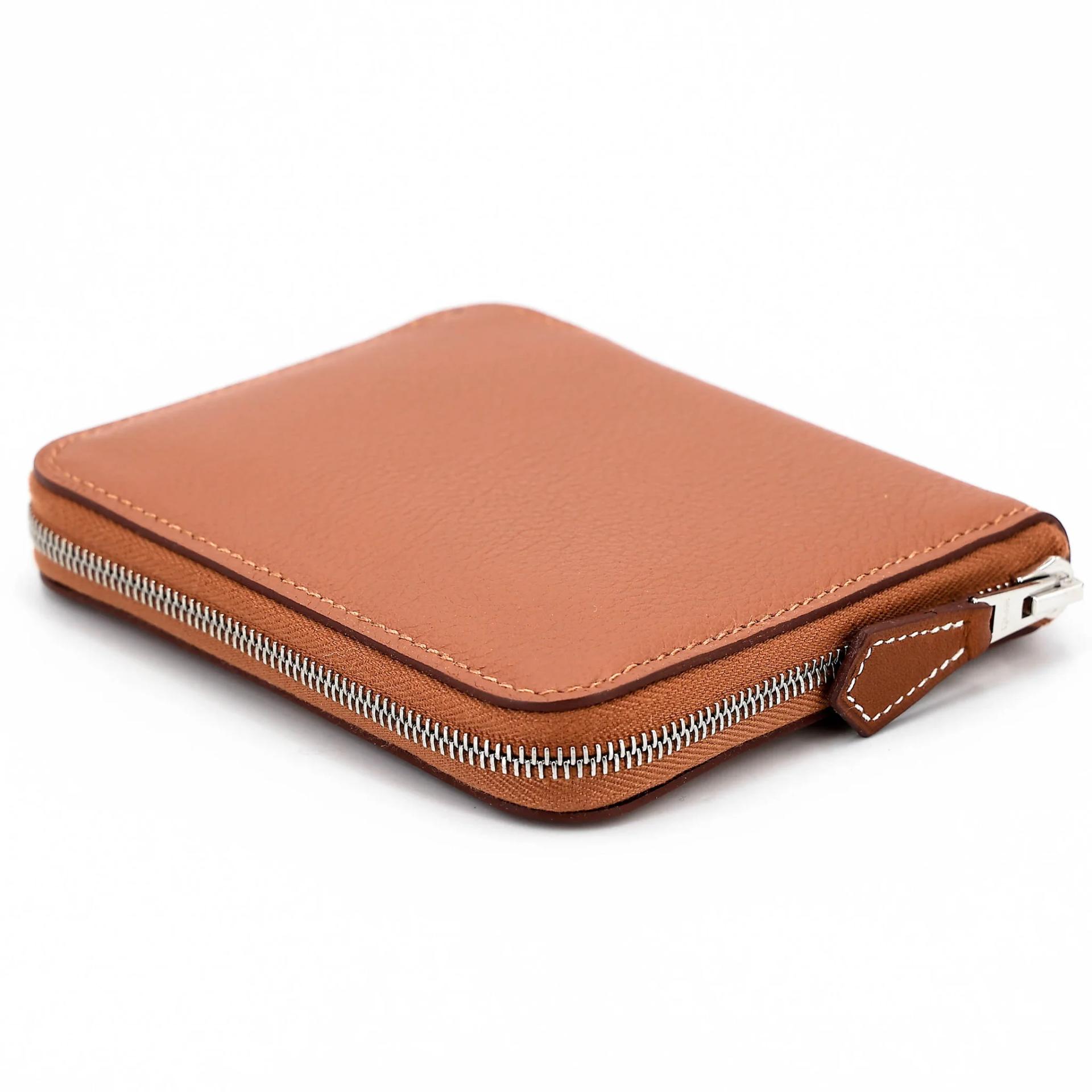 Brand New ( Rank N ) HERMÈS Azap Silk’in Compact wallet Gold (37) Evercolor Palladium hardware B (2023) - 4
