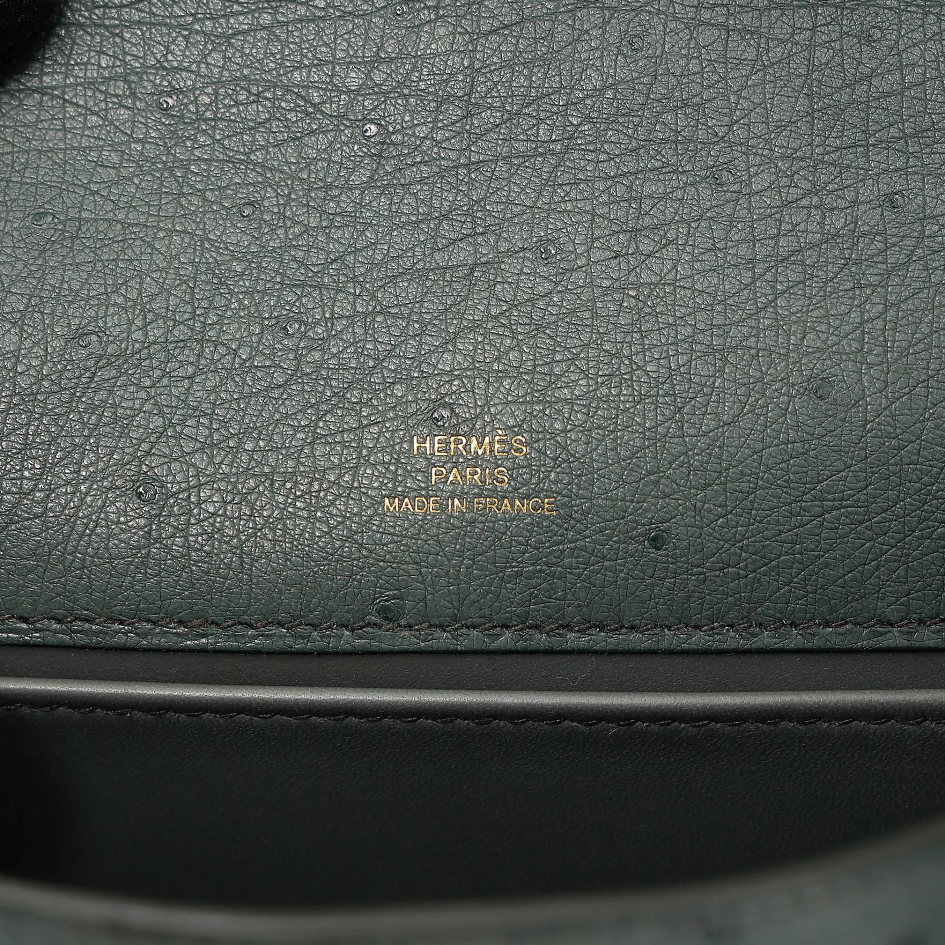 ランク NS 未使用品 HERMÈS エルメス ポシェットケリー ヴェール アマンド (63) オーストリッチ ゴールド金具 B刻印 (2023) - 14