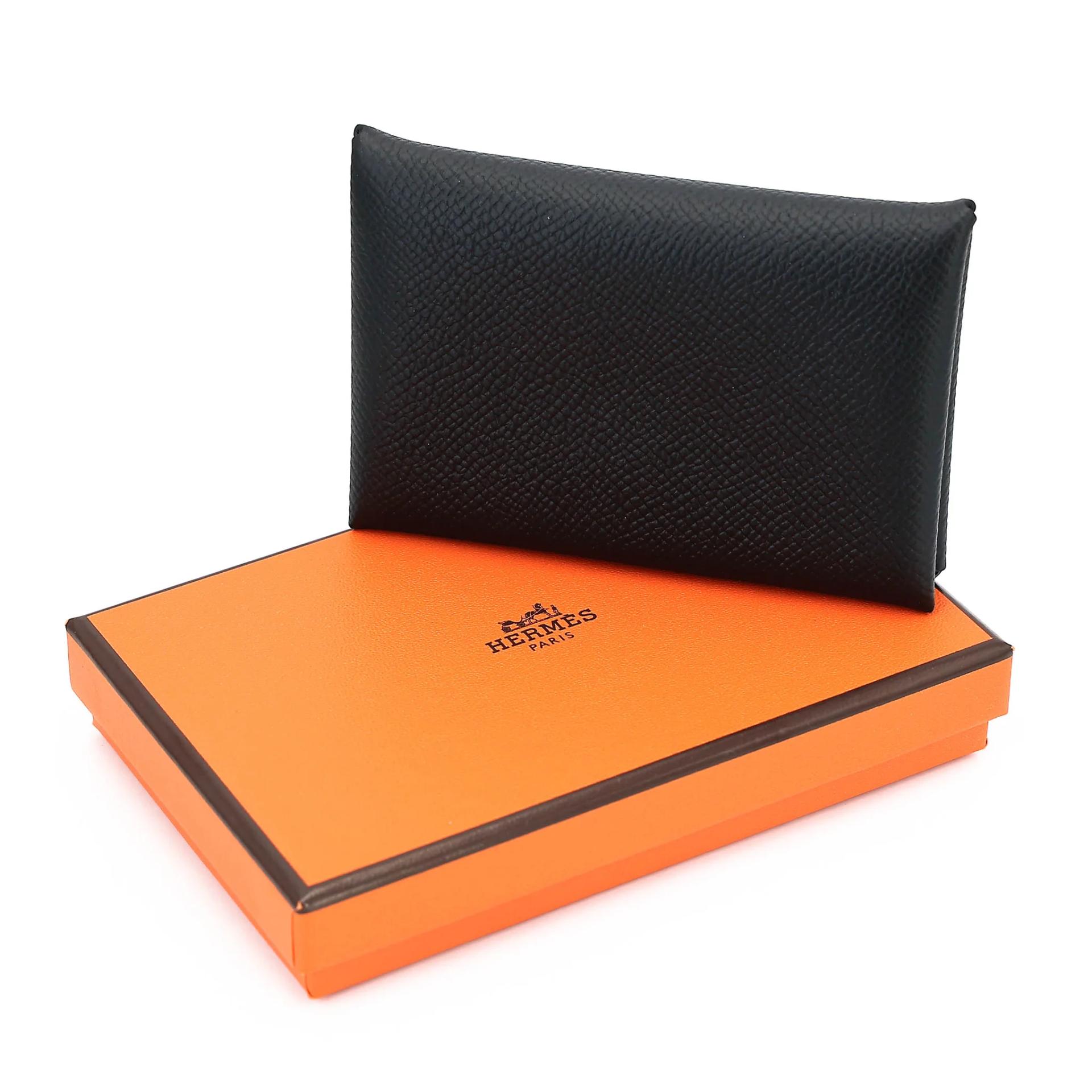 Brand New ( Rank N ) HERMÈS Calvi card holder Noir (89) Epsom B (2023) - 3