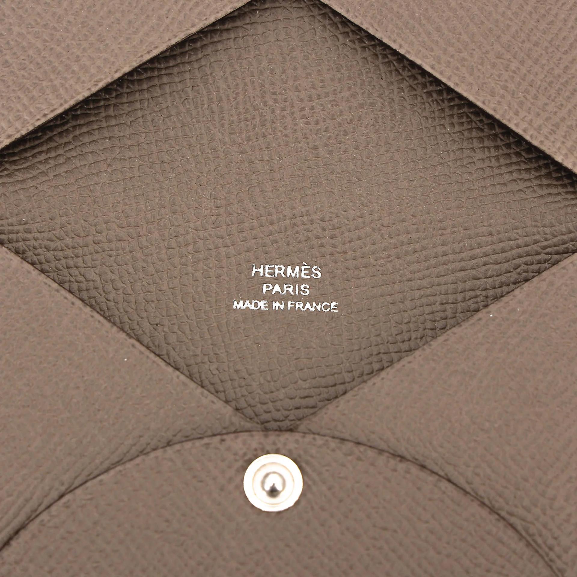 Brand New ( Rank N ) HERMÈS Calvi card holder Etoupe (18) Epsom U (2022) - 9