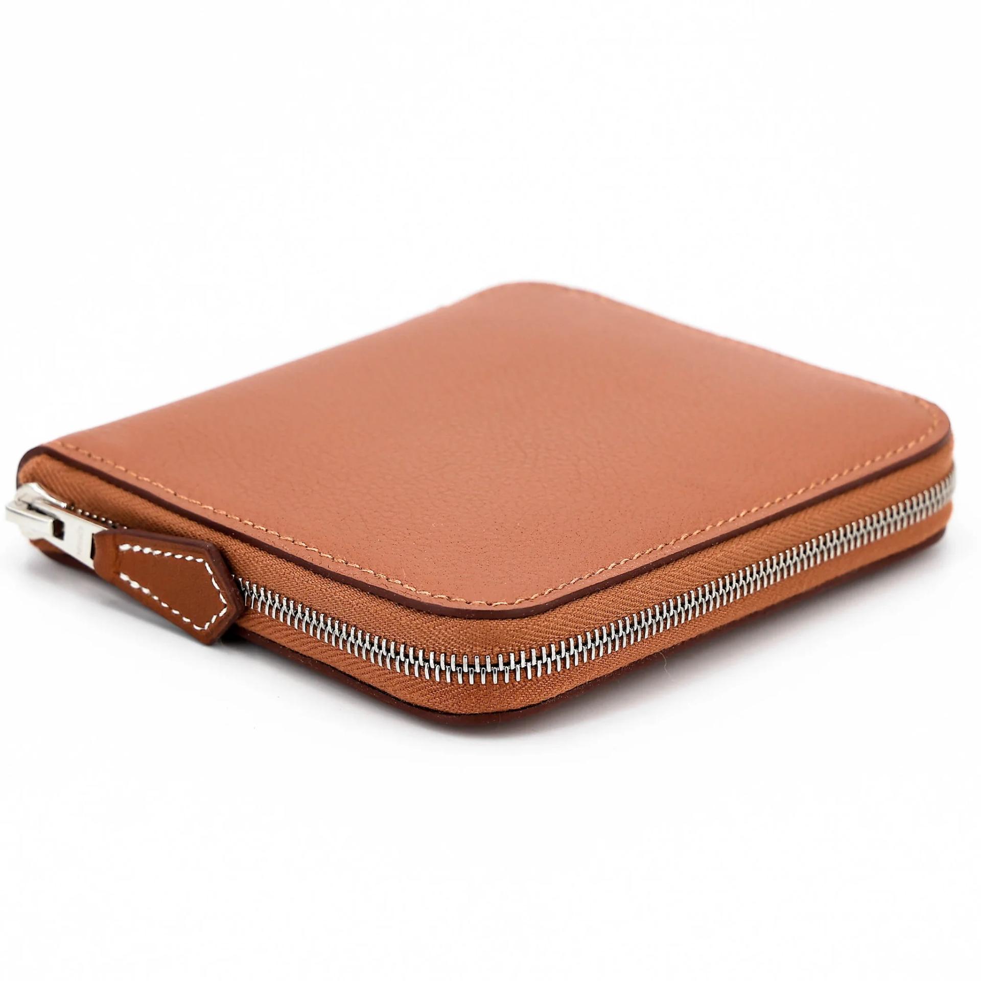 Brand New ( Rank N ) HERMÈS Azap Silk’in Compact wallet Gold (37) Evercolor Palladium hardware B (2023) - 7