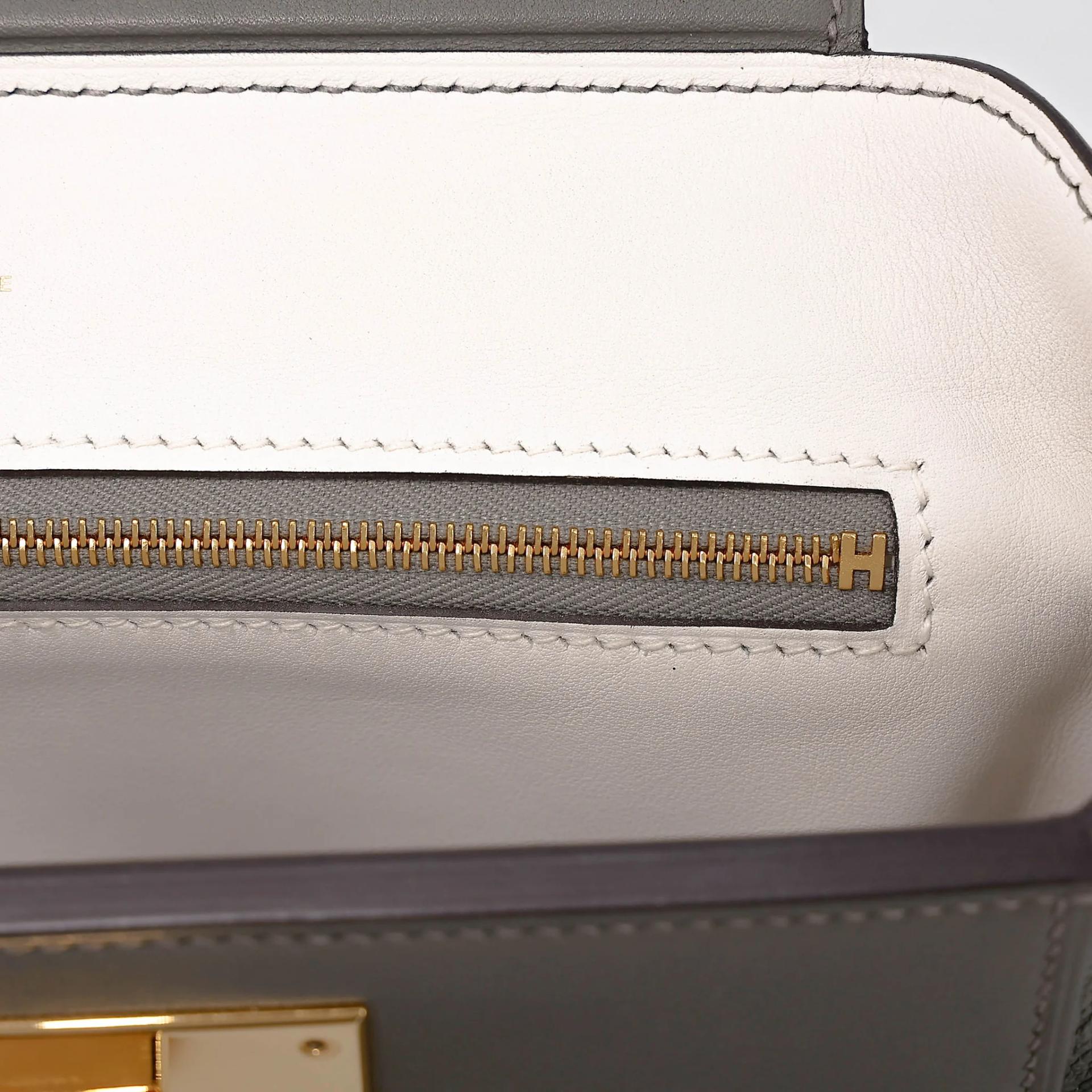Excellent ( Rank SA ) HERMÈS 24/24 - 21 mini Verso Gris Meyer (0L) Gris Pale (M4) Evercolor Gold hardware B (2023) - 20