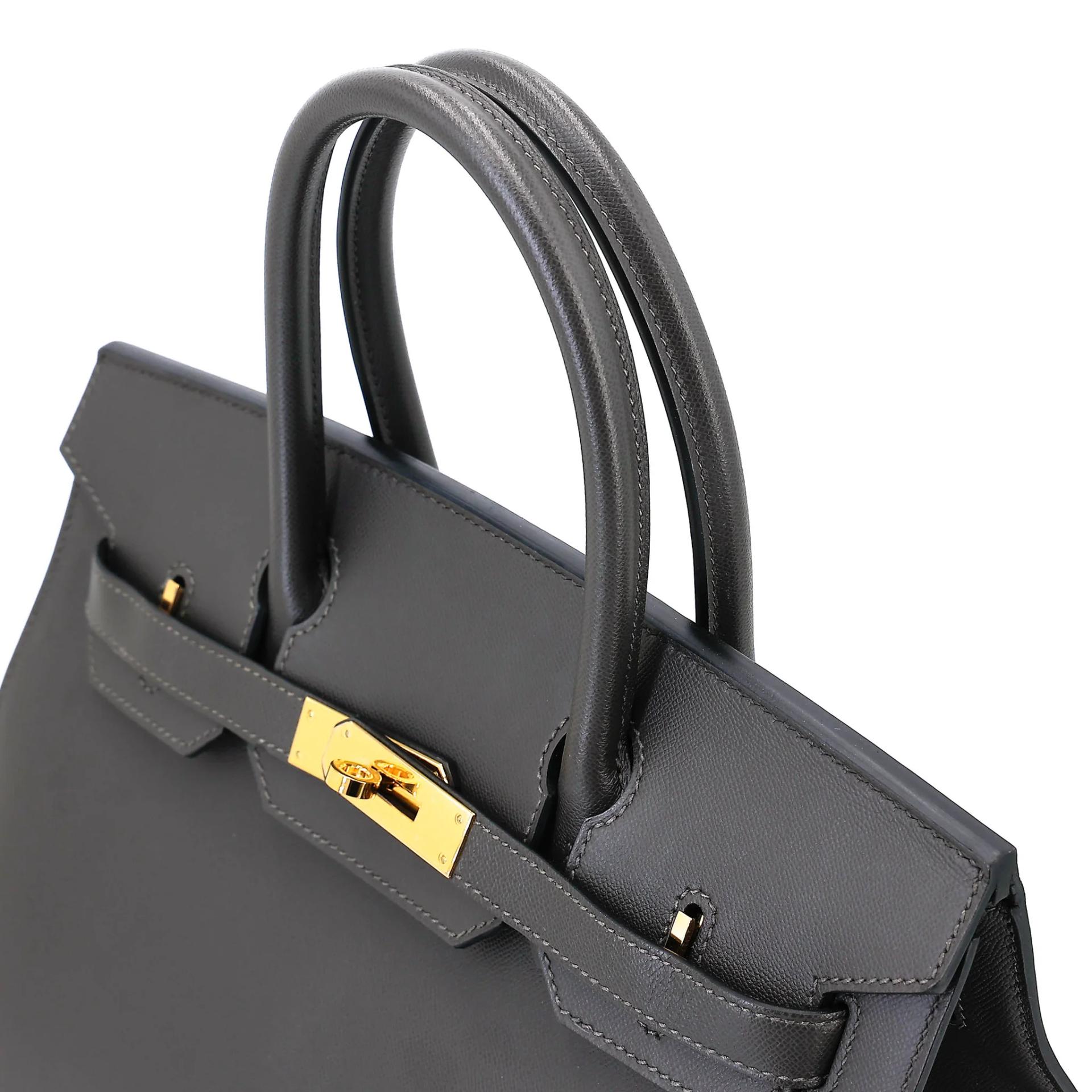Excellent ( Rank SA ) HERMÈS Birkin 30 Sellier Graphite (88) Madame Gold hardware Z (2021) - 3