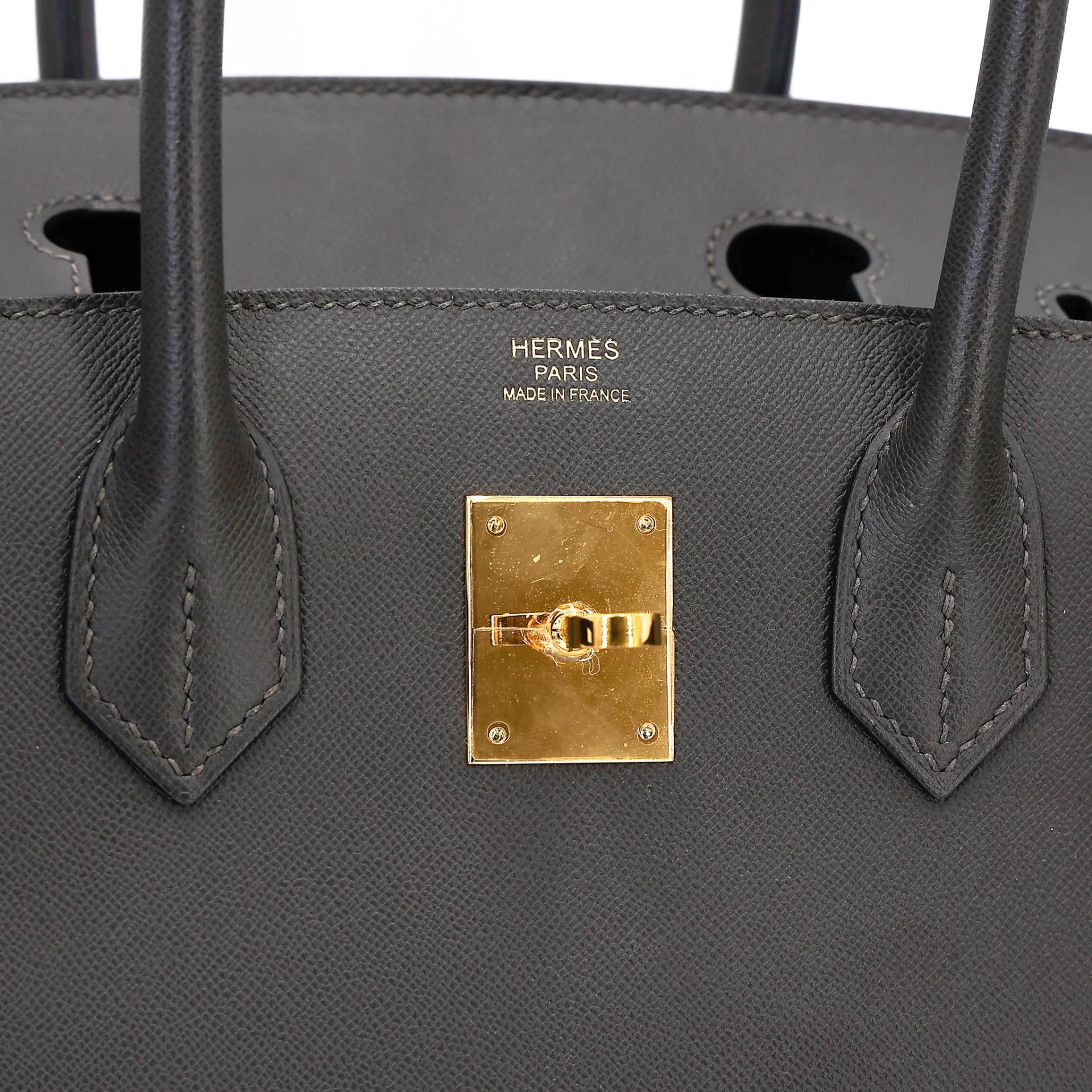 Excellent ( Rank SA ) HERMÈS Birkin 30 Sellier Graphite (88) Madame Gold hardware Z (2021) - 12