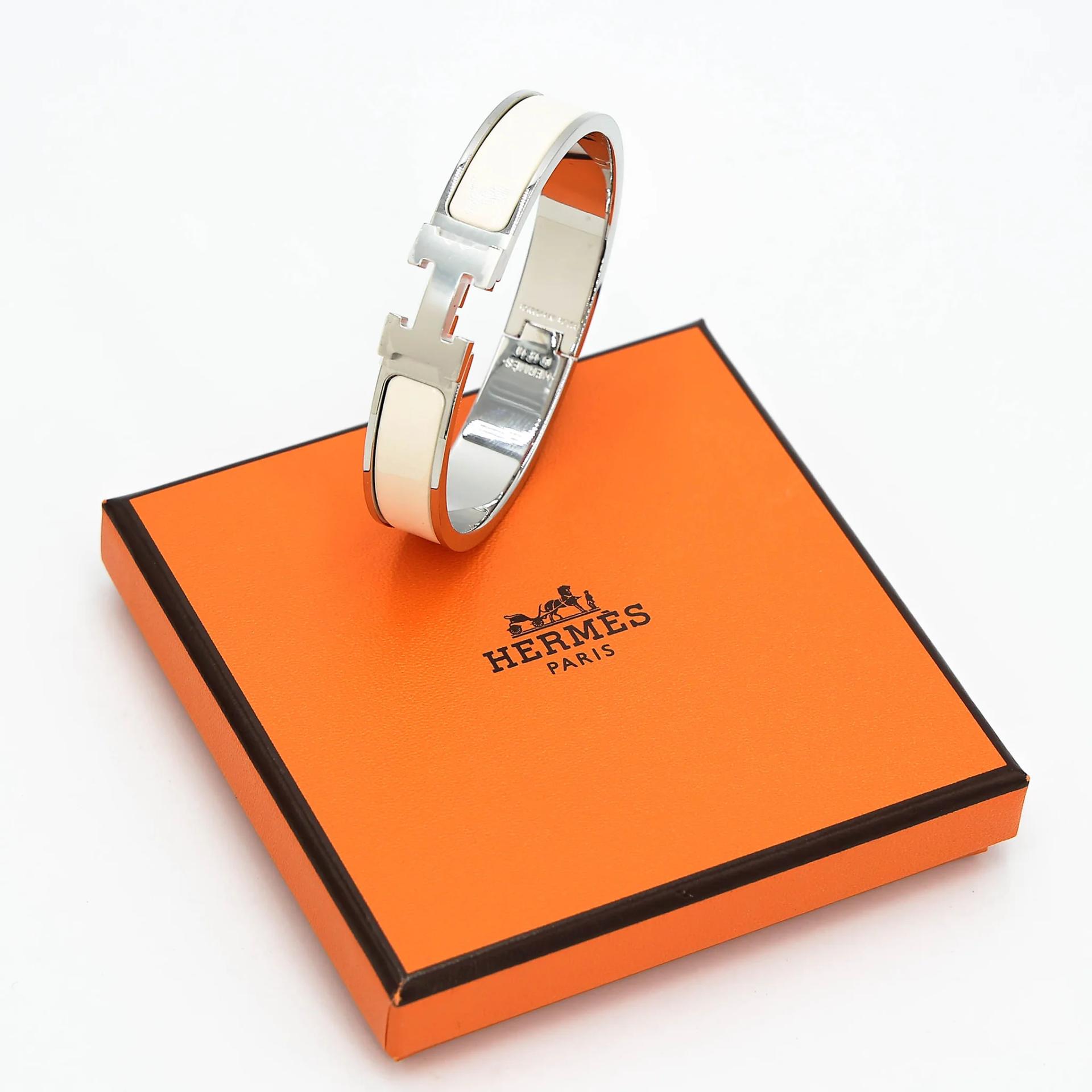 Brand New ( Rank N ) HERMÈS Clic H PM bracelet Craie (10) Enamel Palladium hardware - 3