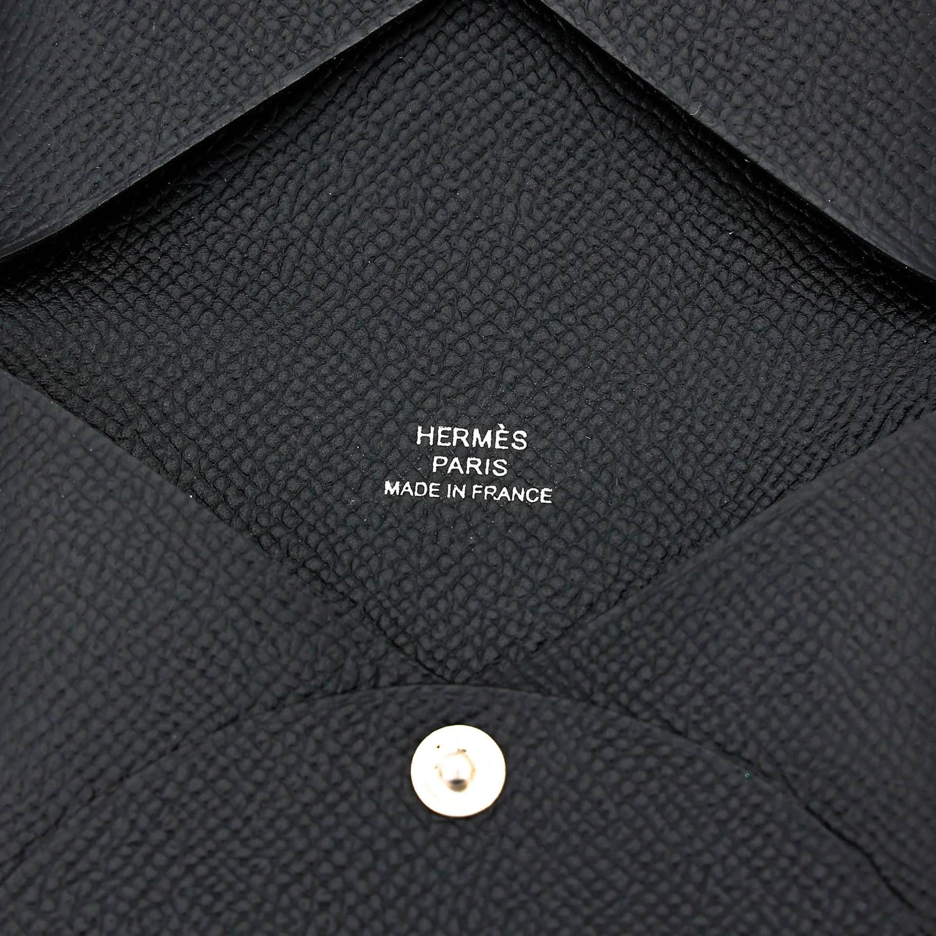 Brand New ( Rank N ) HERMÈS Calvi card holder Noir (89) Epsom B (2023) - 9