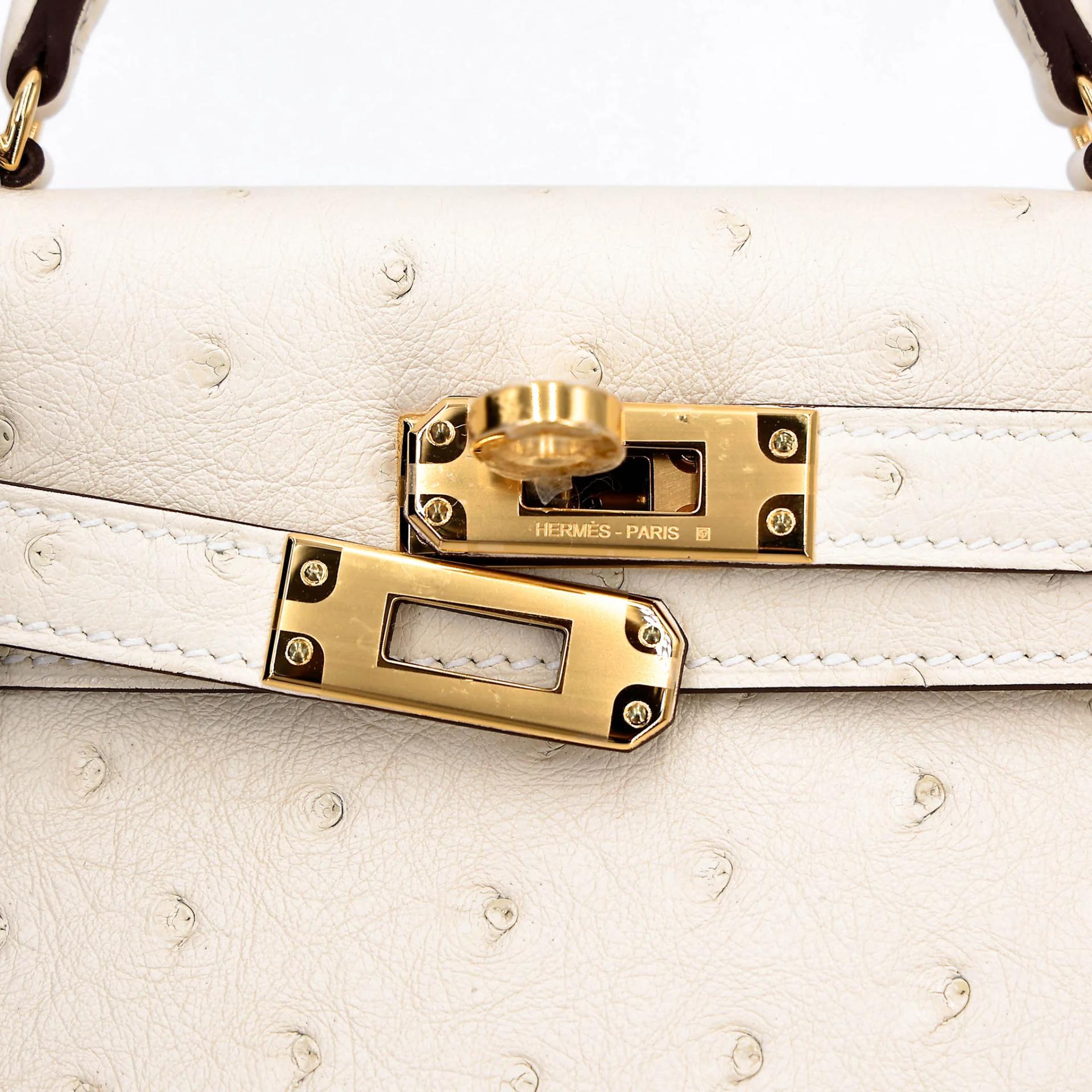 ランク N 新品 HERMÈS エルメス ミニケリー2 ナタ (I2) オーストリッチ ゴールド金具 K刻印 (2025) - 8