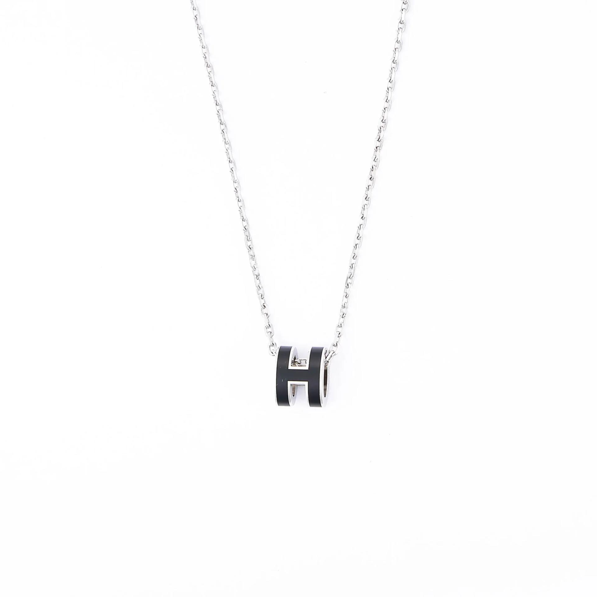 Brand New ( Rank N ) HERMÈS Mini Pop H pendant Noir (89) Palladium hardware - 2