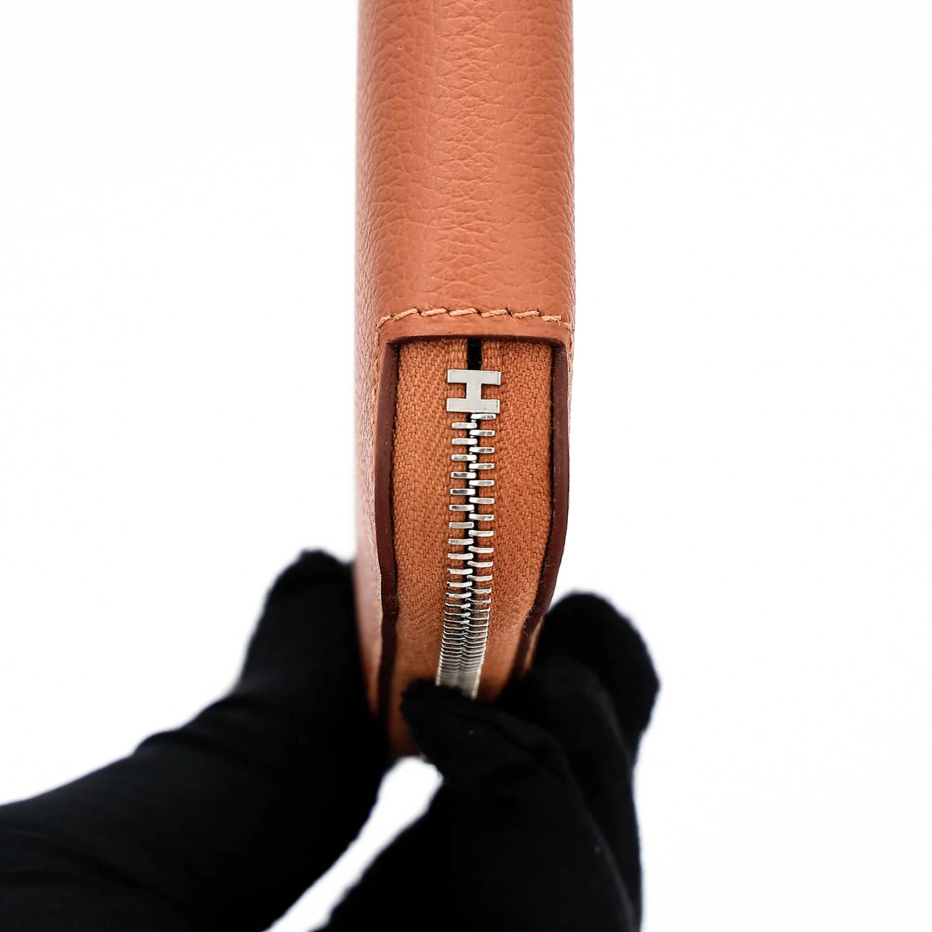 Brand New ( Rank N ) HERMÈS Azap Silk’in Compact wallet Gold (37) Evercolor Palladium hardware B (2023) - 9