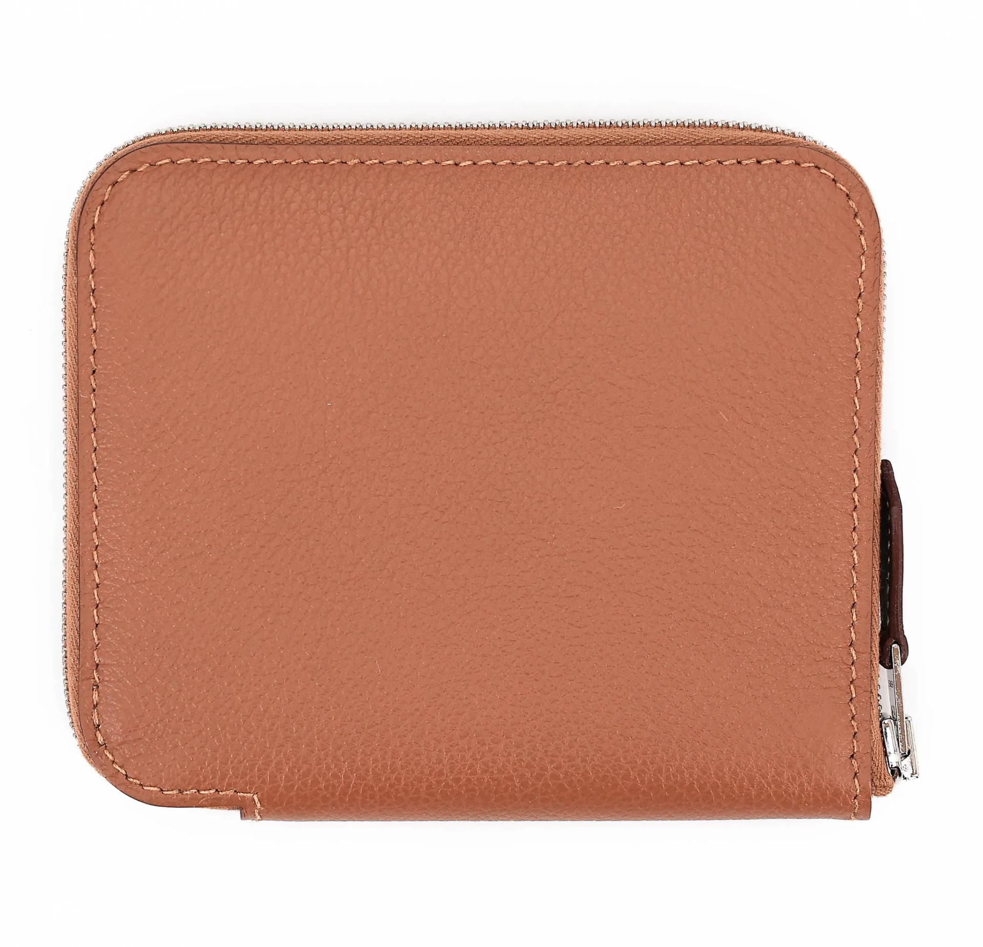 Brand New ( Rank N ) HERMÈS Azap Silk’in Compact wallet Gold (37) Evercolor Palladium hardware B (2023) - 2