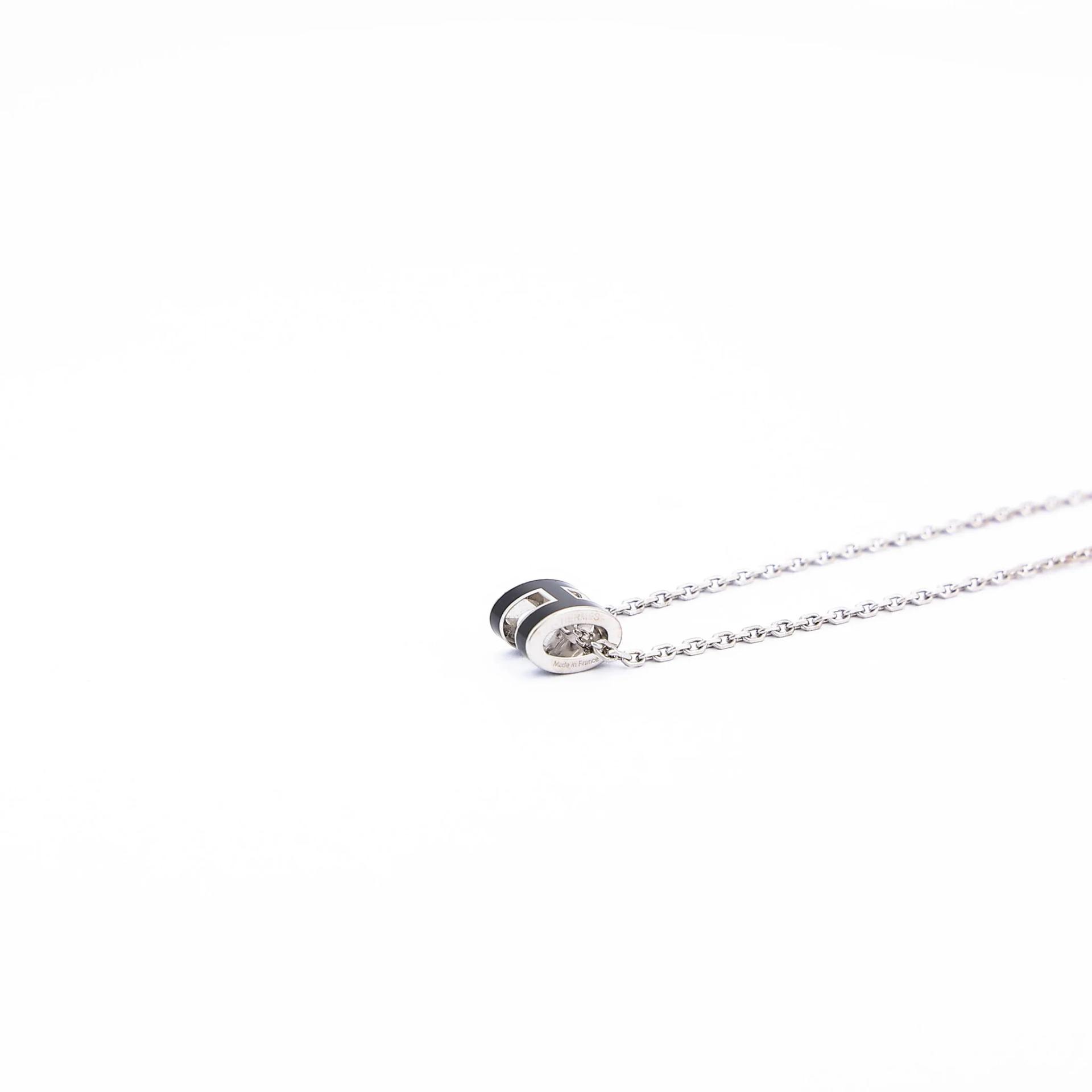 Brand New ( Rank N ) HERMÈS Mini Pop H pendant Noir (89) Palladium hardware - 9