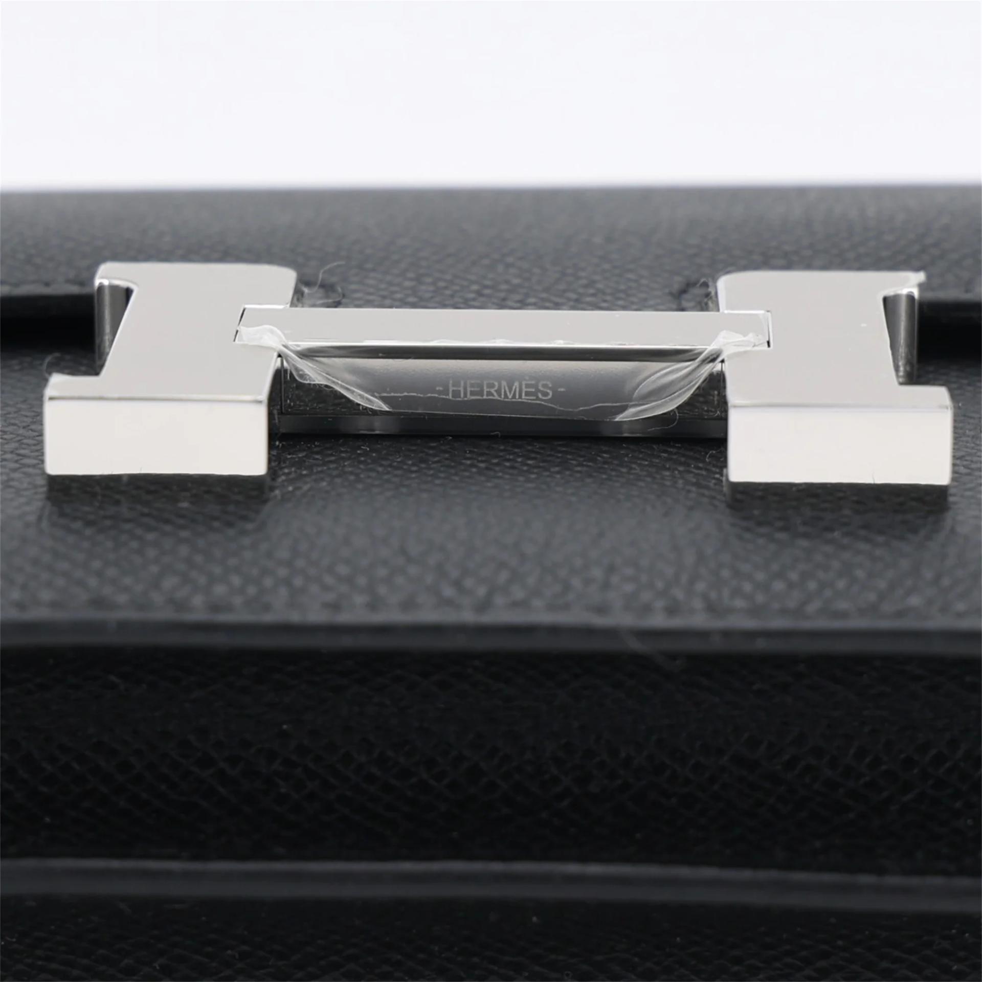 Brand New ( Rank N ) HERMÈS Constance Mini Noir (89) Epsom Palladium hardware K (2025) - 9