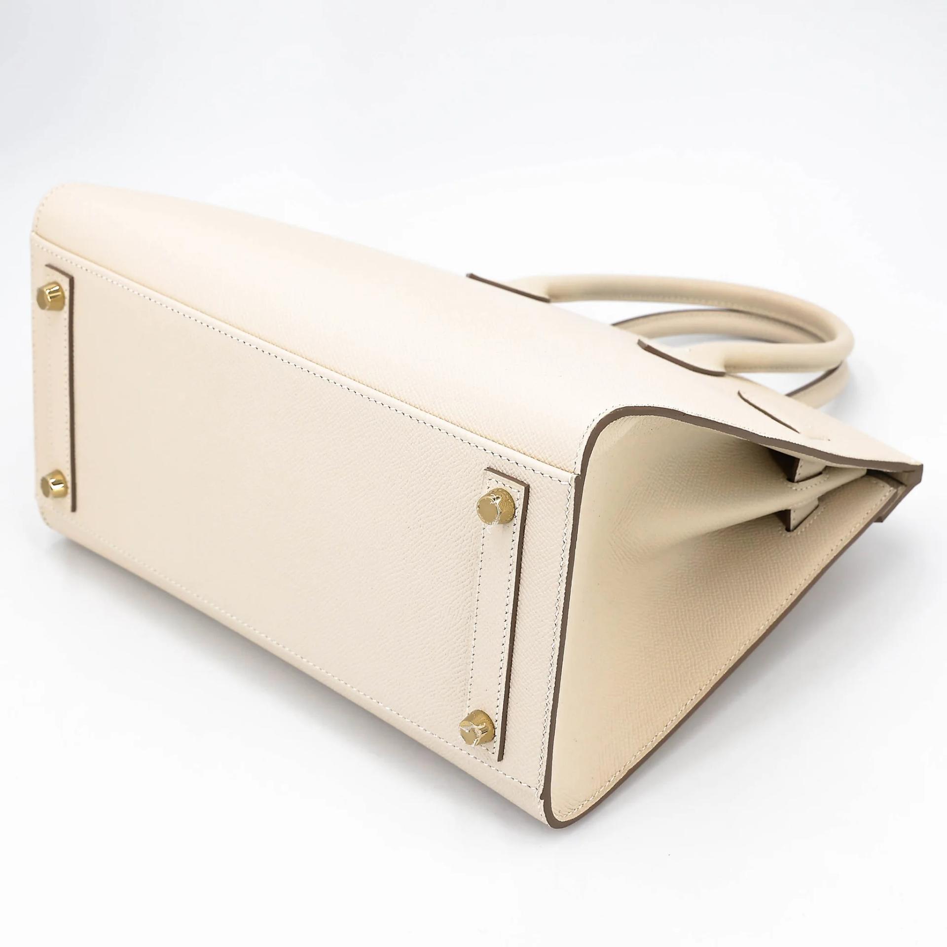 Excellent ( Rank SA ) HERMÈS Birkin 30 Sellier Craie (10) Epsom Gold hardware B (2023) - 6