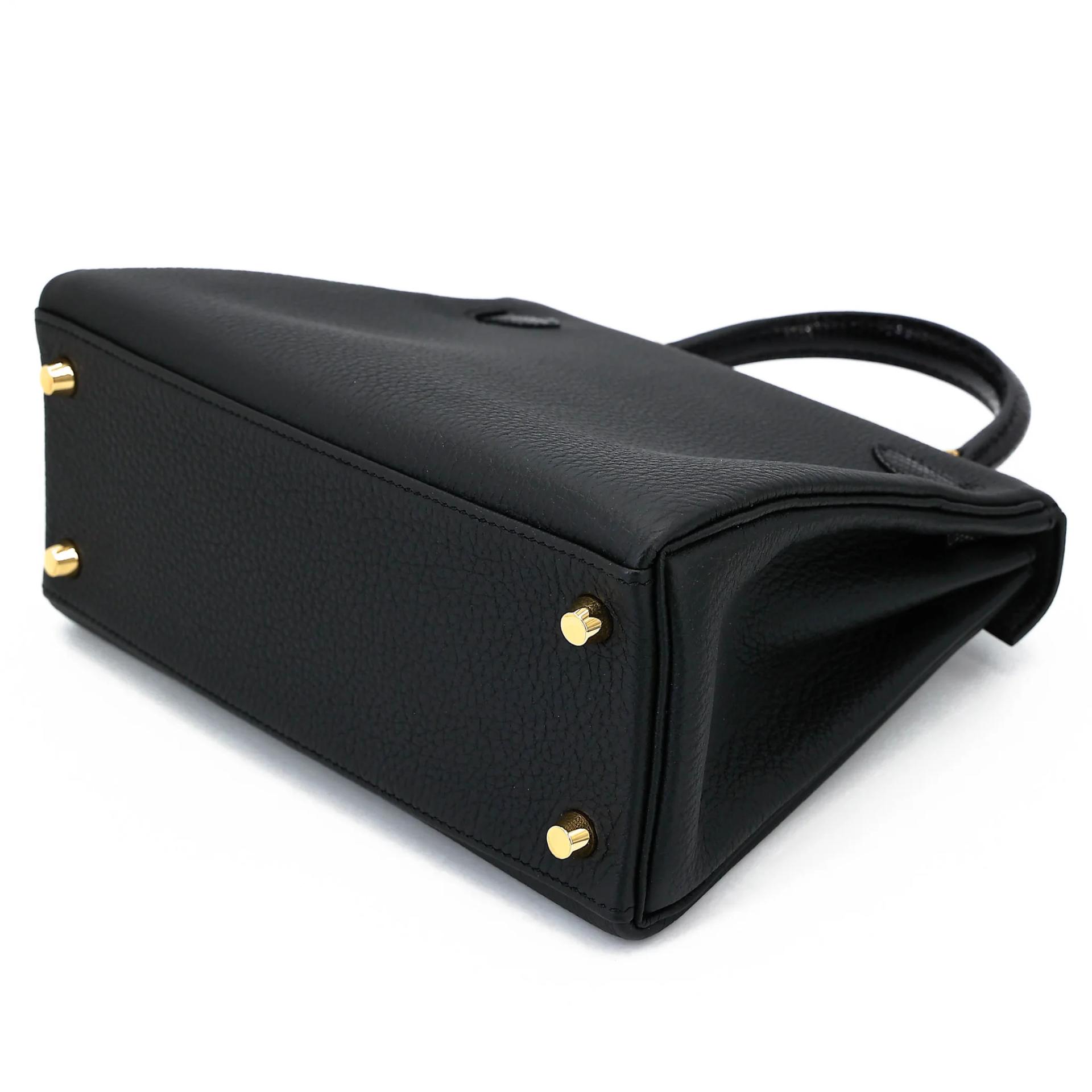 Unused ( Rank NS ) HERMÈS Kelly 25 Touch Noir (89) Lizard Togo Gold hardware B (2023) - 25